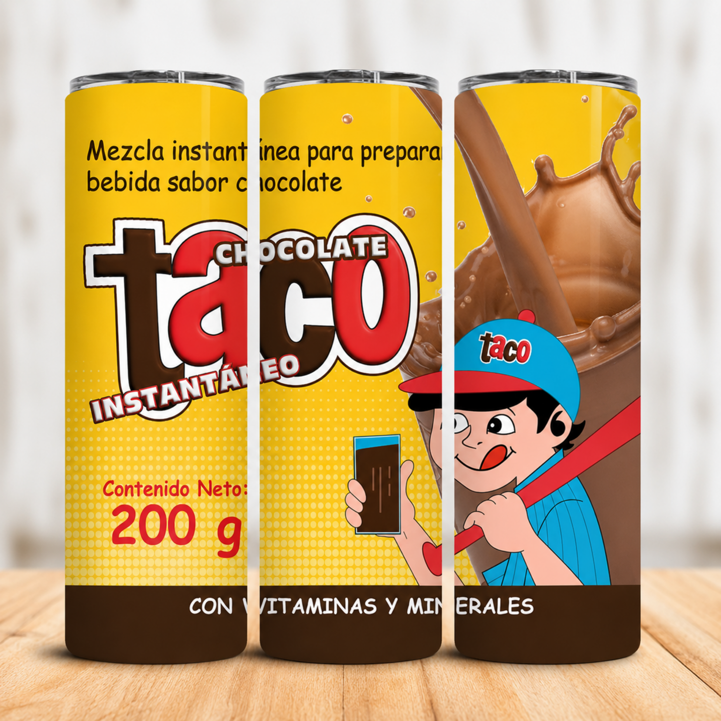 Vaso Térmico Chocolate Taco Venezolano con Pajita 20oz