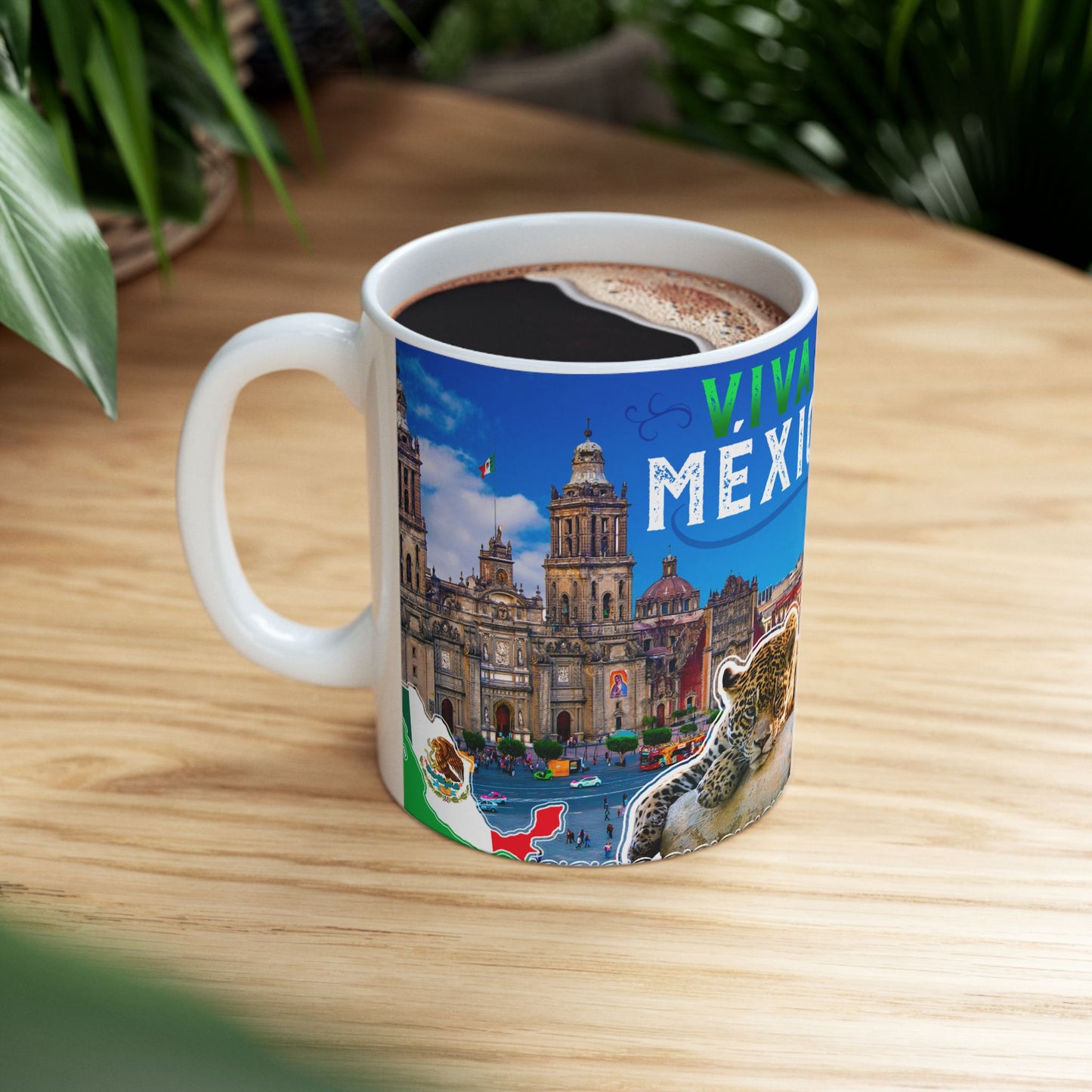 Viva Mexico Ceramic Mug - Mexican Flag & Landmarks (11oz/15oz)