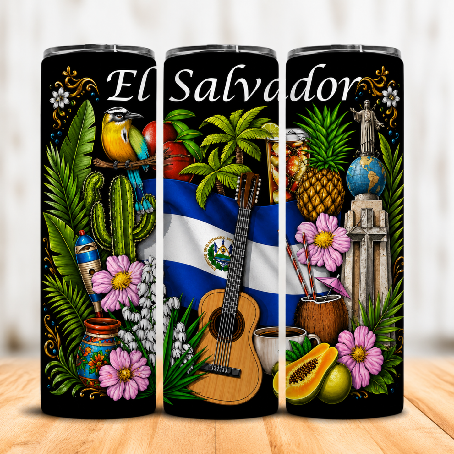 Vaso Térmico El Salvador Tradición y Naturaleza con Pajita 20oz