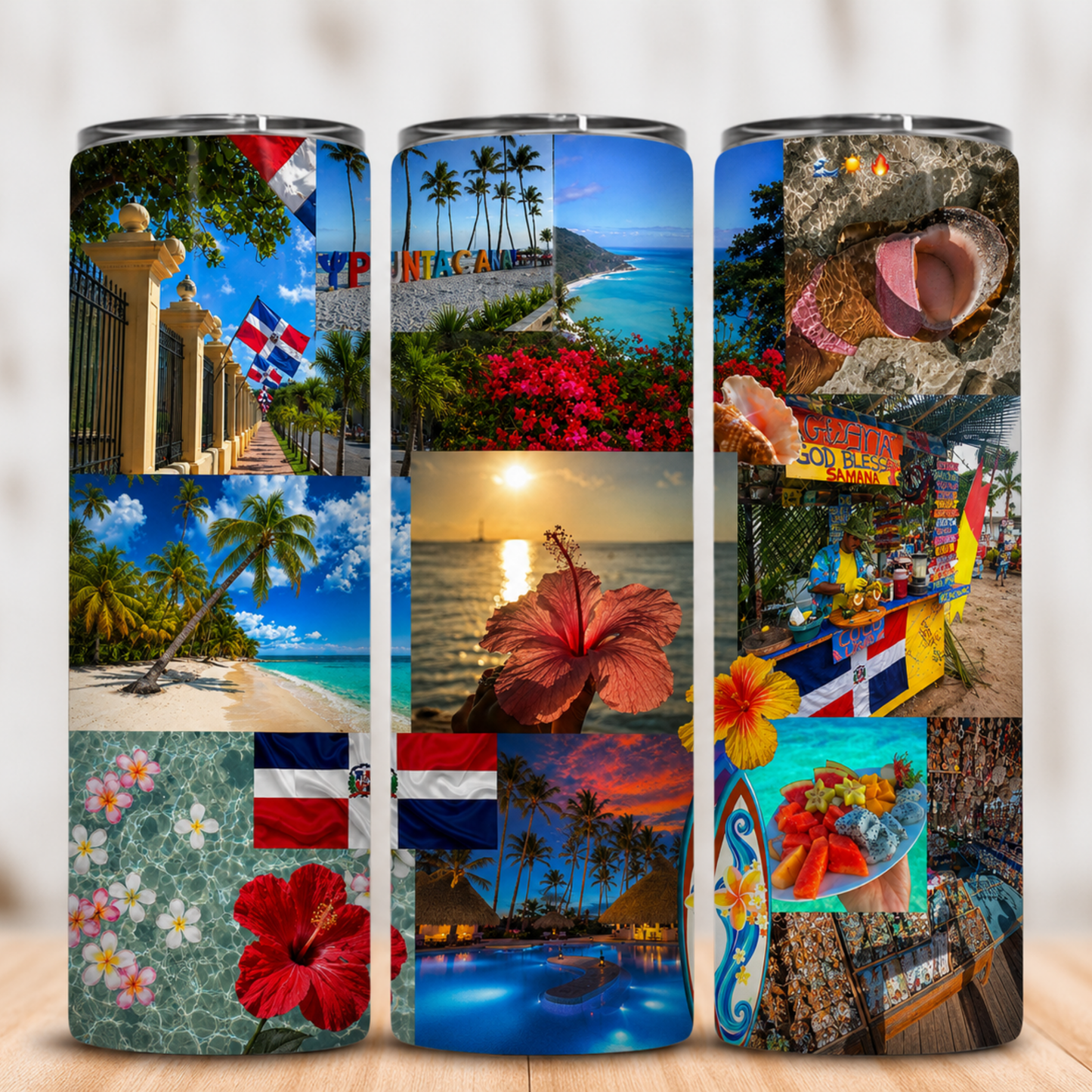 Vaso Térmico República Dominicana Paraíso Tropical con Pajita 20oz