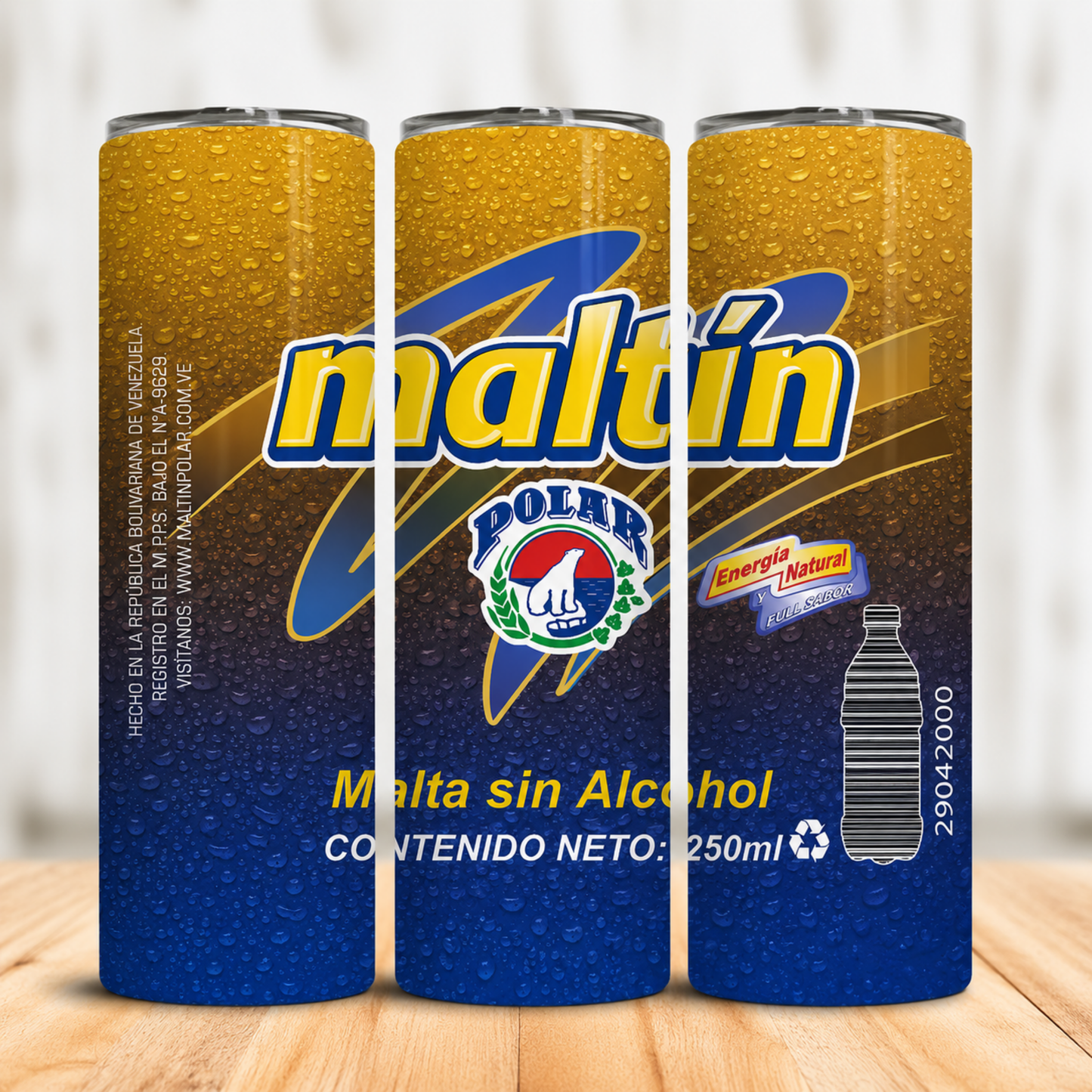 Vaso Térmico Maltín Polar Venezolano con Pajita 20oz