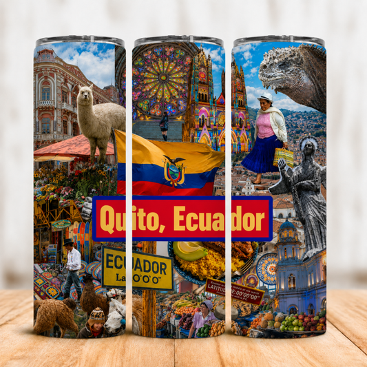 Vaso Térmico Quito Ecuador Mitad del Mundo con Pajita 20oz