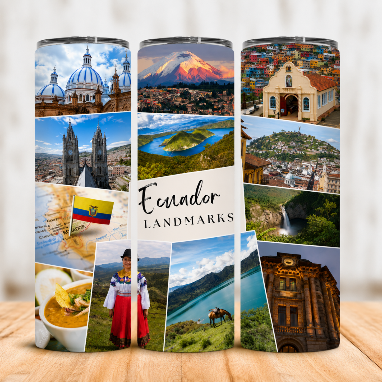 Vaso Térmico Ecuador Paisajes y Monumentos con Pajita 20 oz