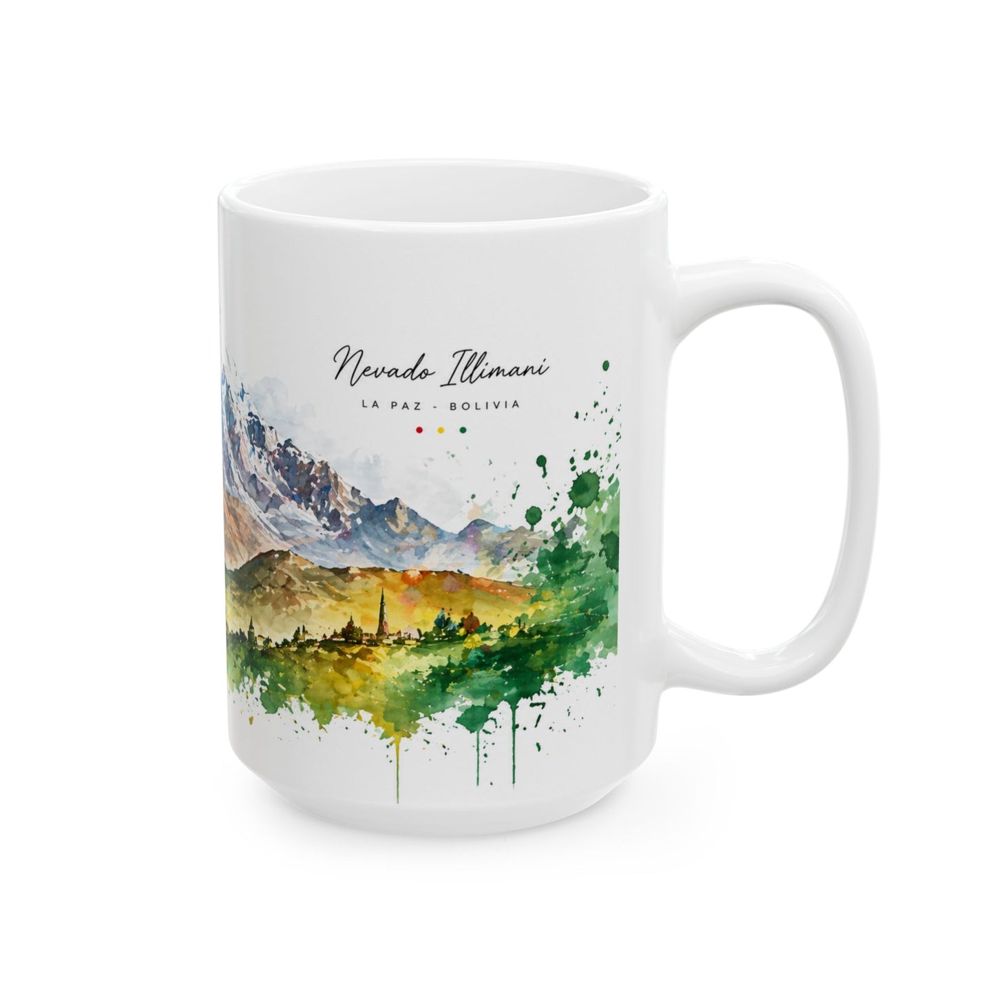 Taza Bolivia "Nevado Illimani" – Edición Artística en Acuarela - Bolivia Coffee Mug (11oz, 15oz)