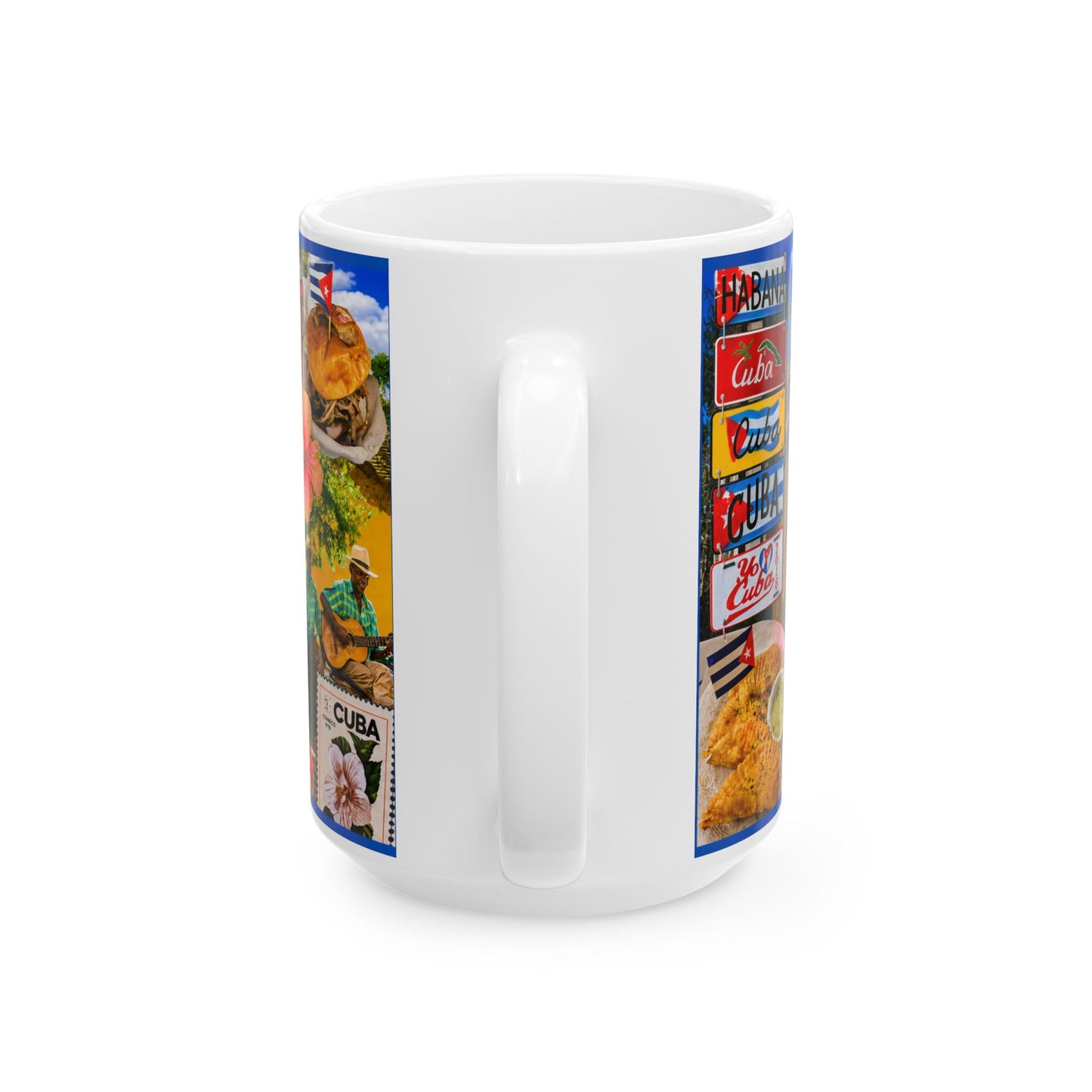 Cuban Collage Ceramic Mug — Havana Vintage Cars & Flags (11oz, 15oz)