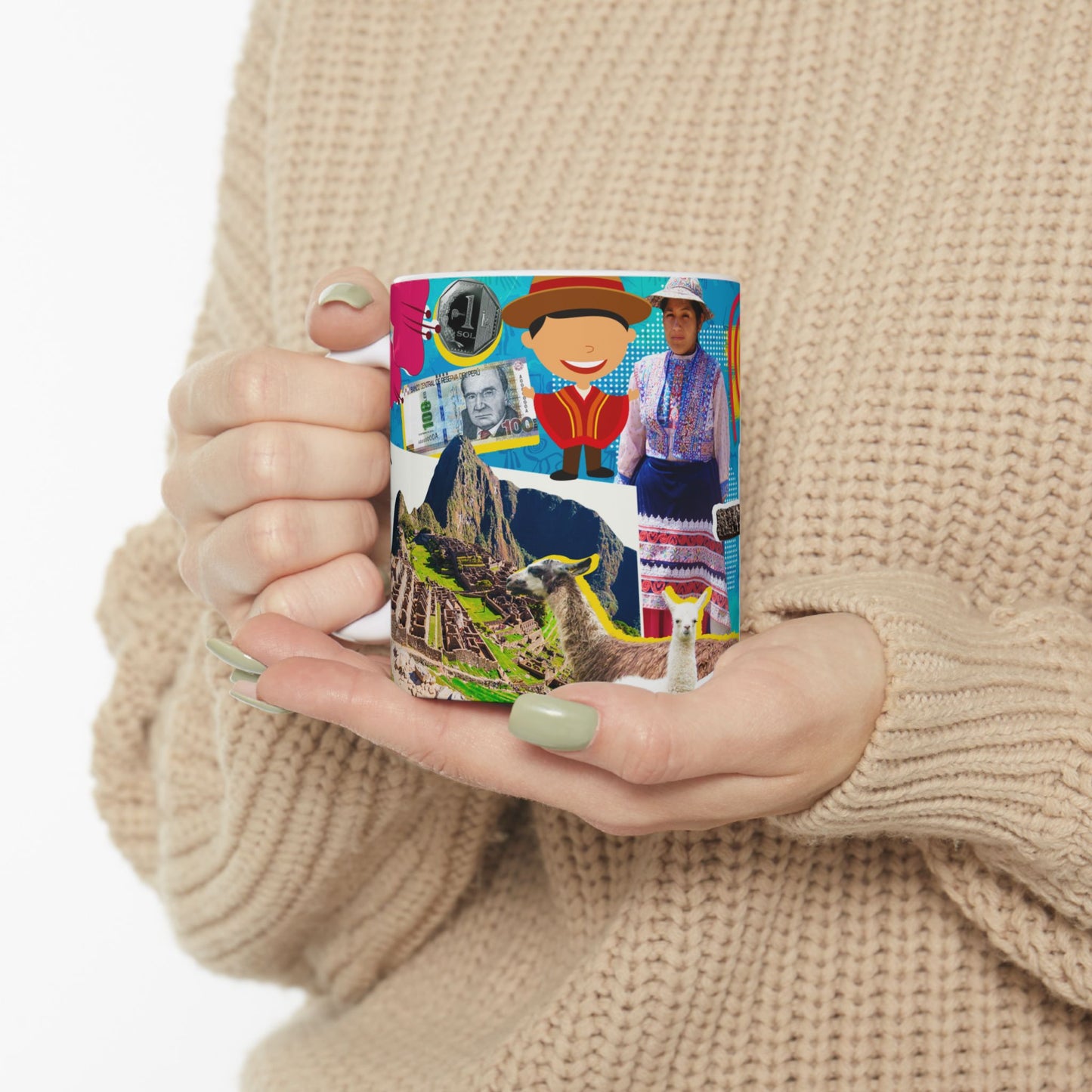 Peruvian Culture Collage Ceramic Mug (11oz/15oz) — Alpaca, Traditional Dress & Peru Icons