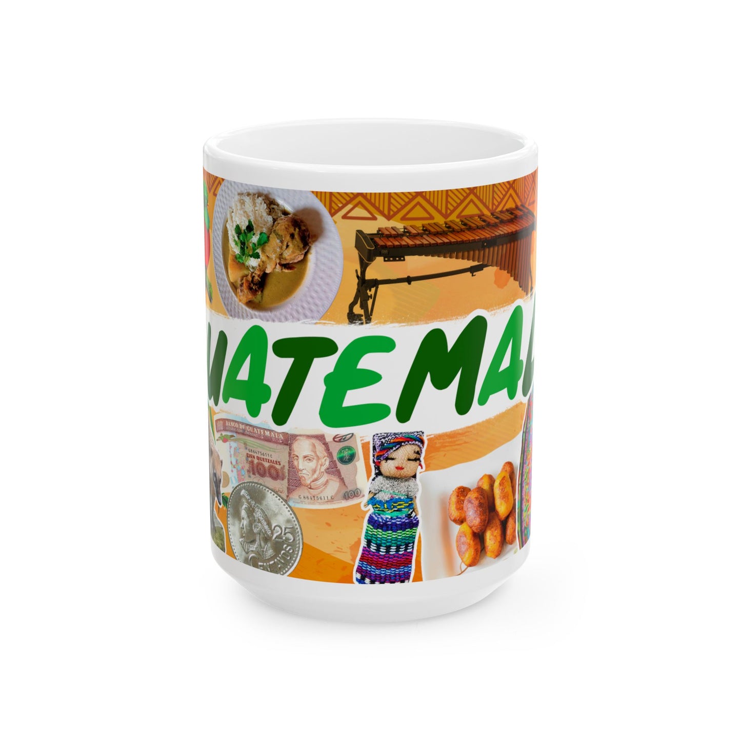 Guatemala Collage Ceramic Mug (11oz/15oz) – Traditional Food, Textiles & Culture
