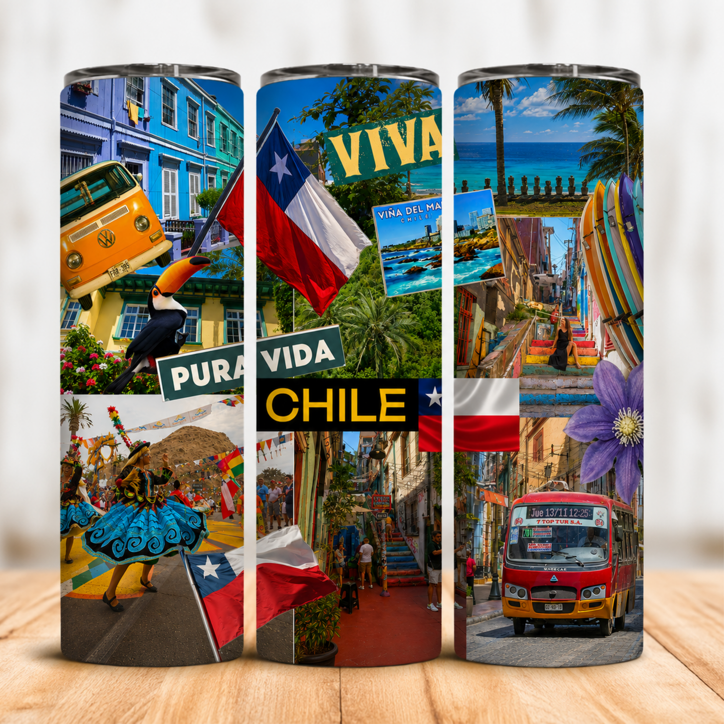 Vaso Térmico Viva Chile Pura Vida con Pajita 20 oz