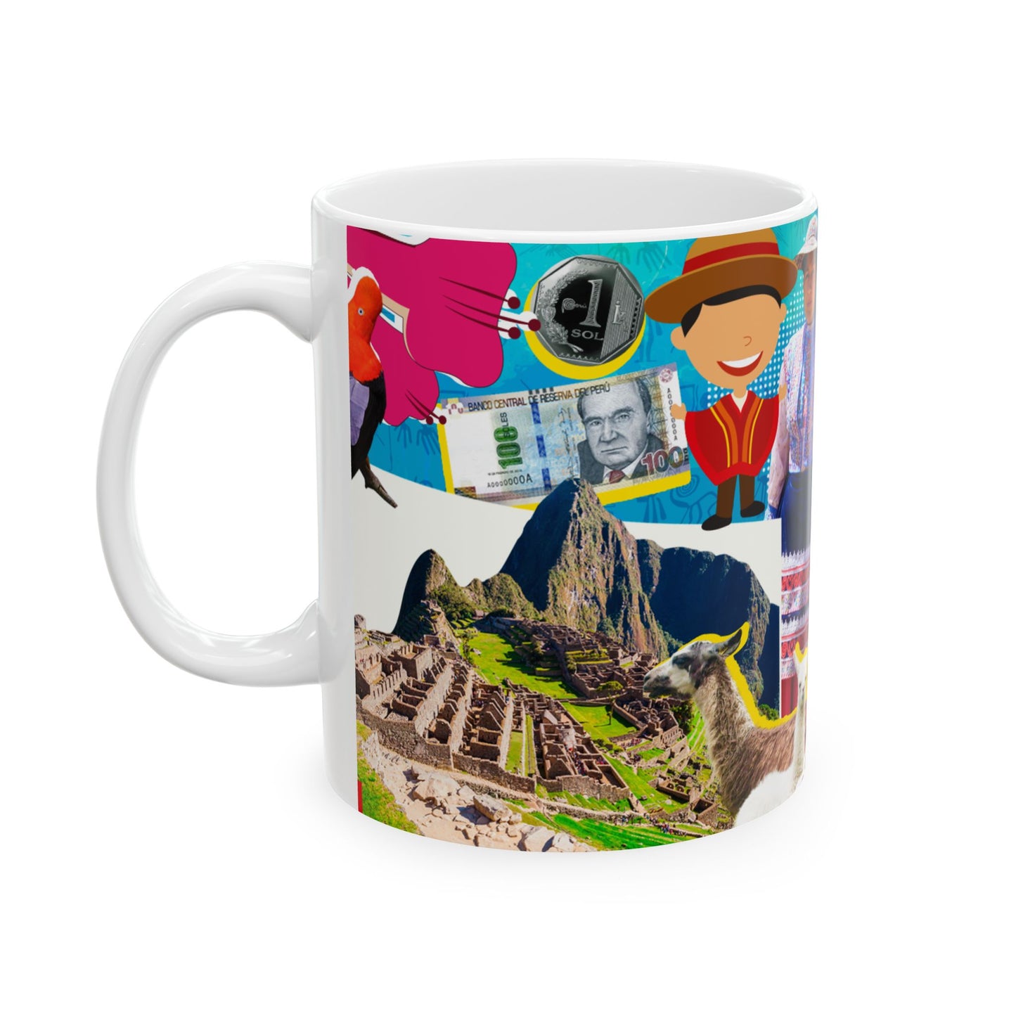 Peruvian Culture Collage Ceramic Mug (11oz/15oz) — Alpaca, Traditional Dress & Peru Icons