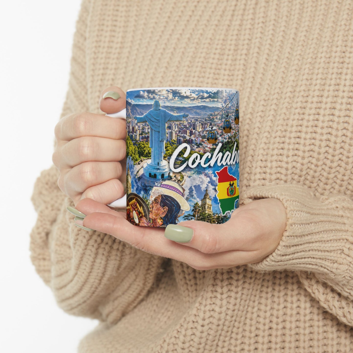 Bolivia Travel Collage Ceramic Mug - Taza de Café Paisajes de Bolivia - Cochabamba (11oz, 15oz)