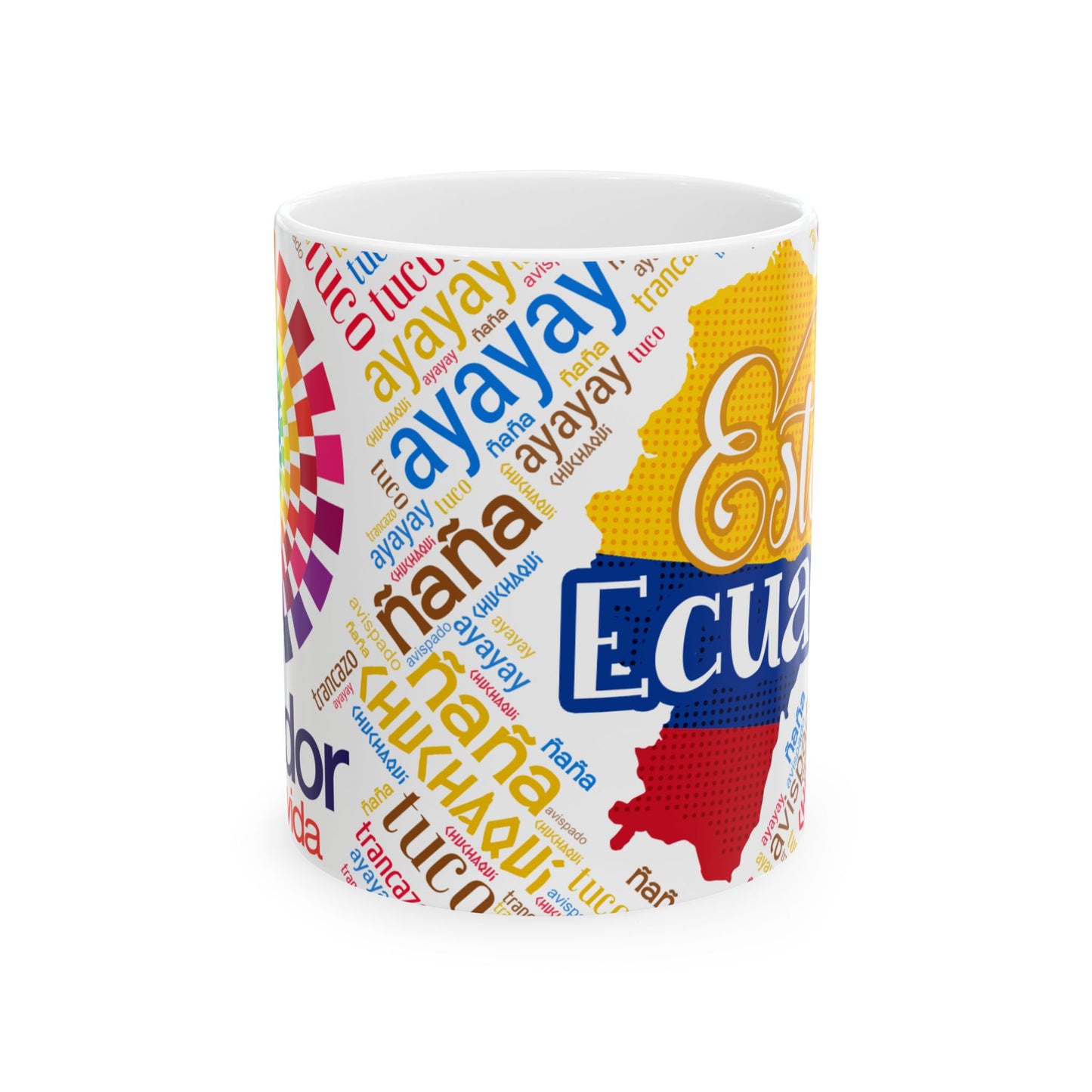 Ecuador Word Cloud Ceramic Mug – Taza de Café Esto es Ecuador (11oz, 15oz)