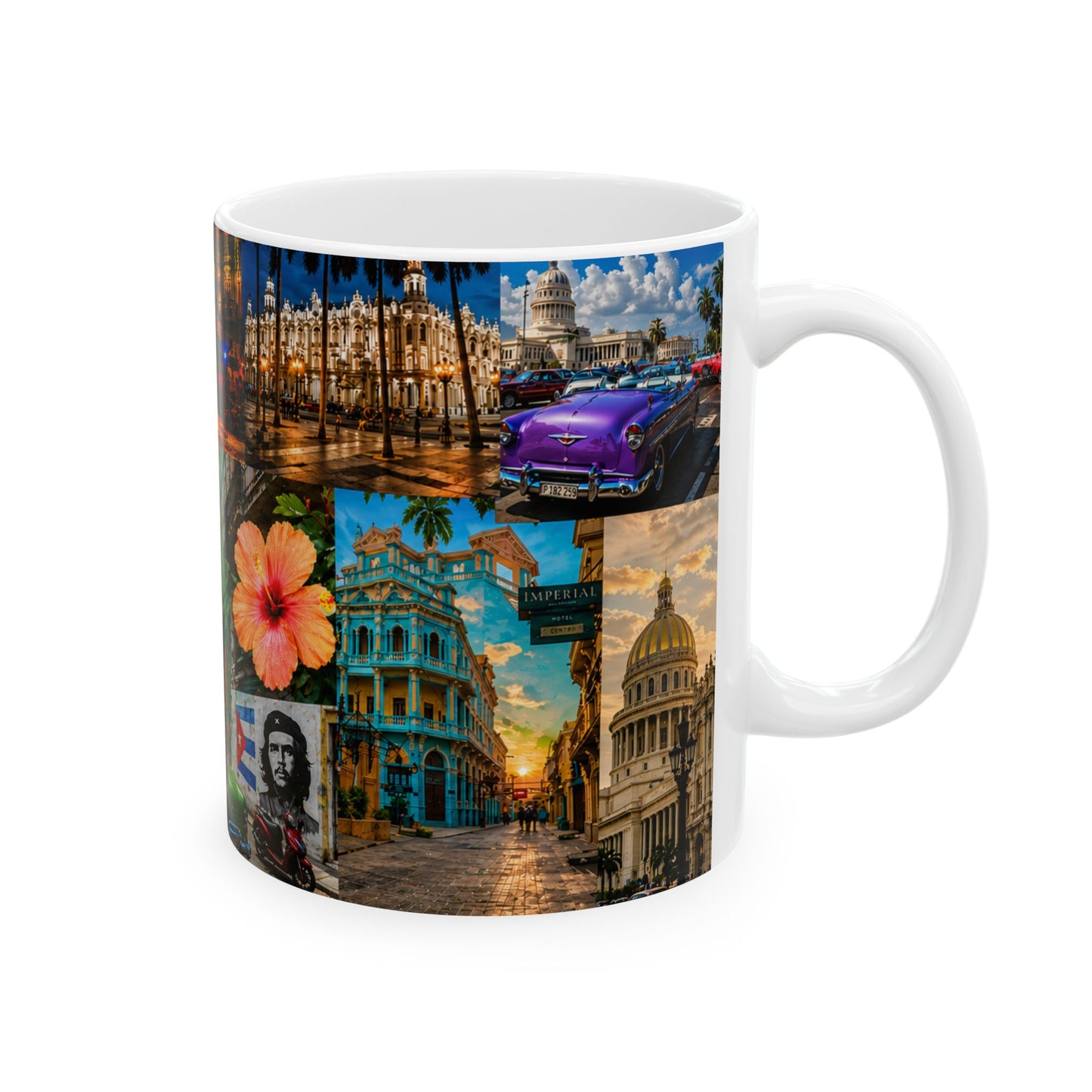 Cuba Travel Collage Ceramic Mug (11oz, 15oz) – Havana Vintage Scene (11oz, 15oz)