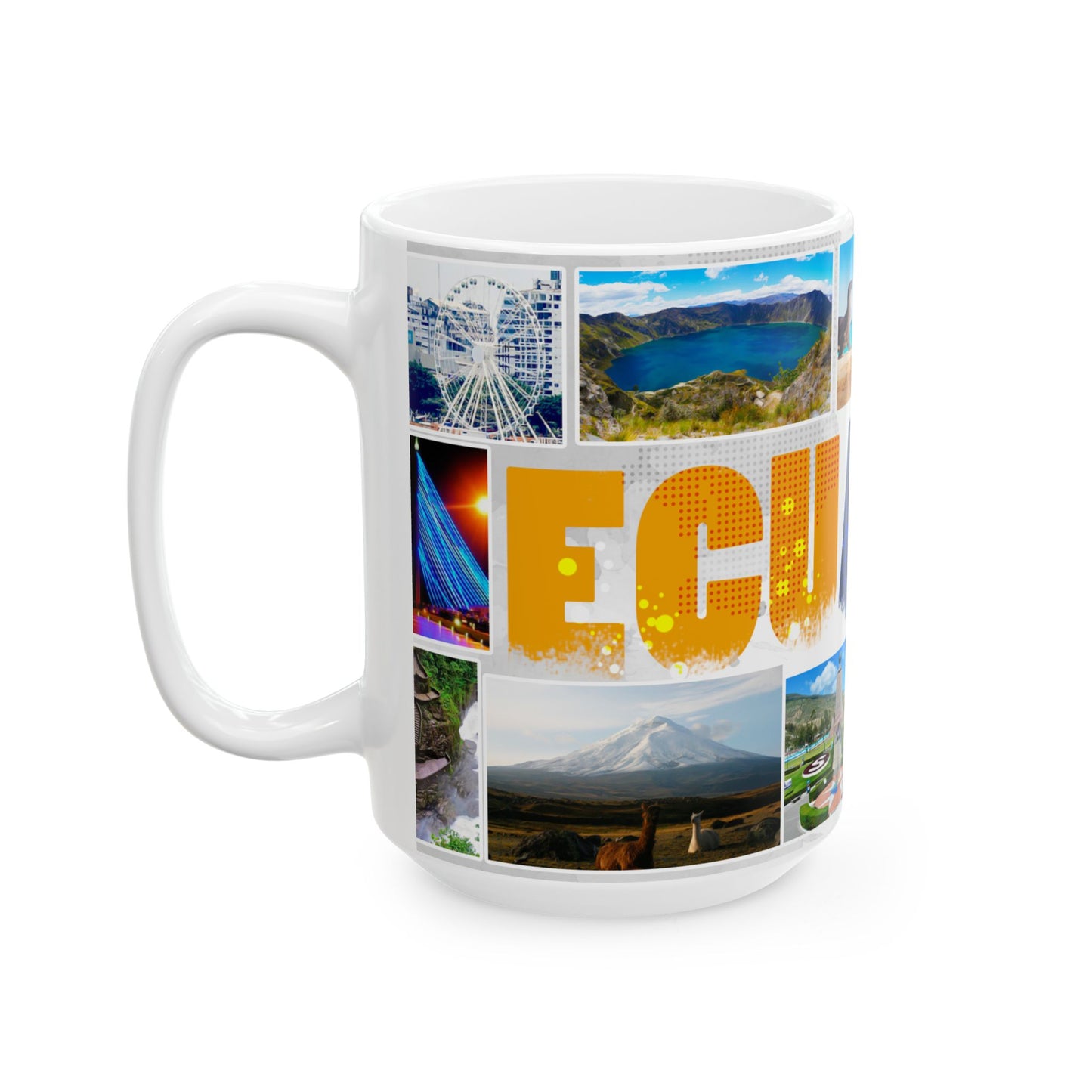 Ecuador Photo Collage Ceramic Mug - Colorful Travel Souvenir - Taza Euador (11oz, 15oz)