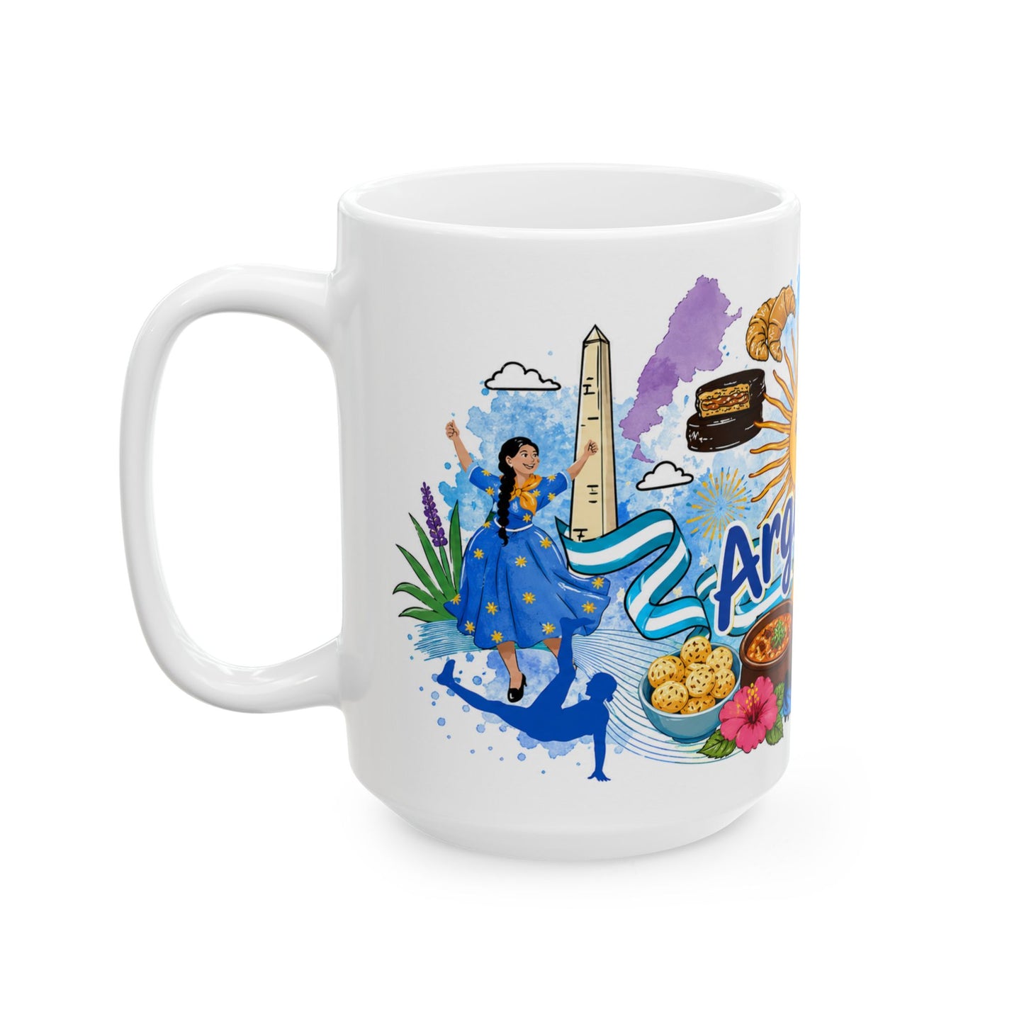 Argentina Coffee Mug – Illustrated National Icons & Food Collage (11oz, 15oz)