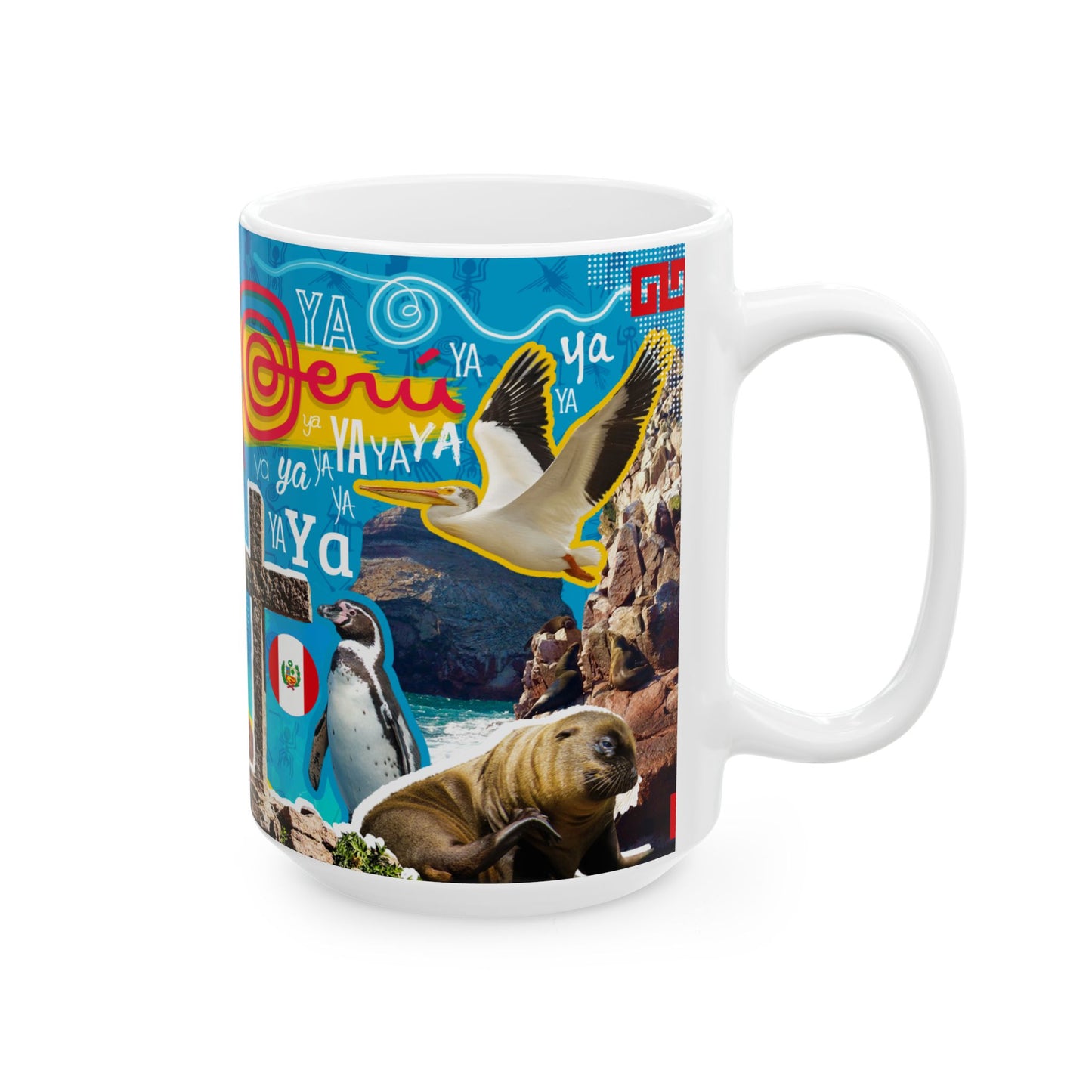 Peruvian Culture Collage Ceramic Mug (11oz/15oz) — Alpaca, Traditional Dress & Peru Icons