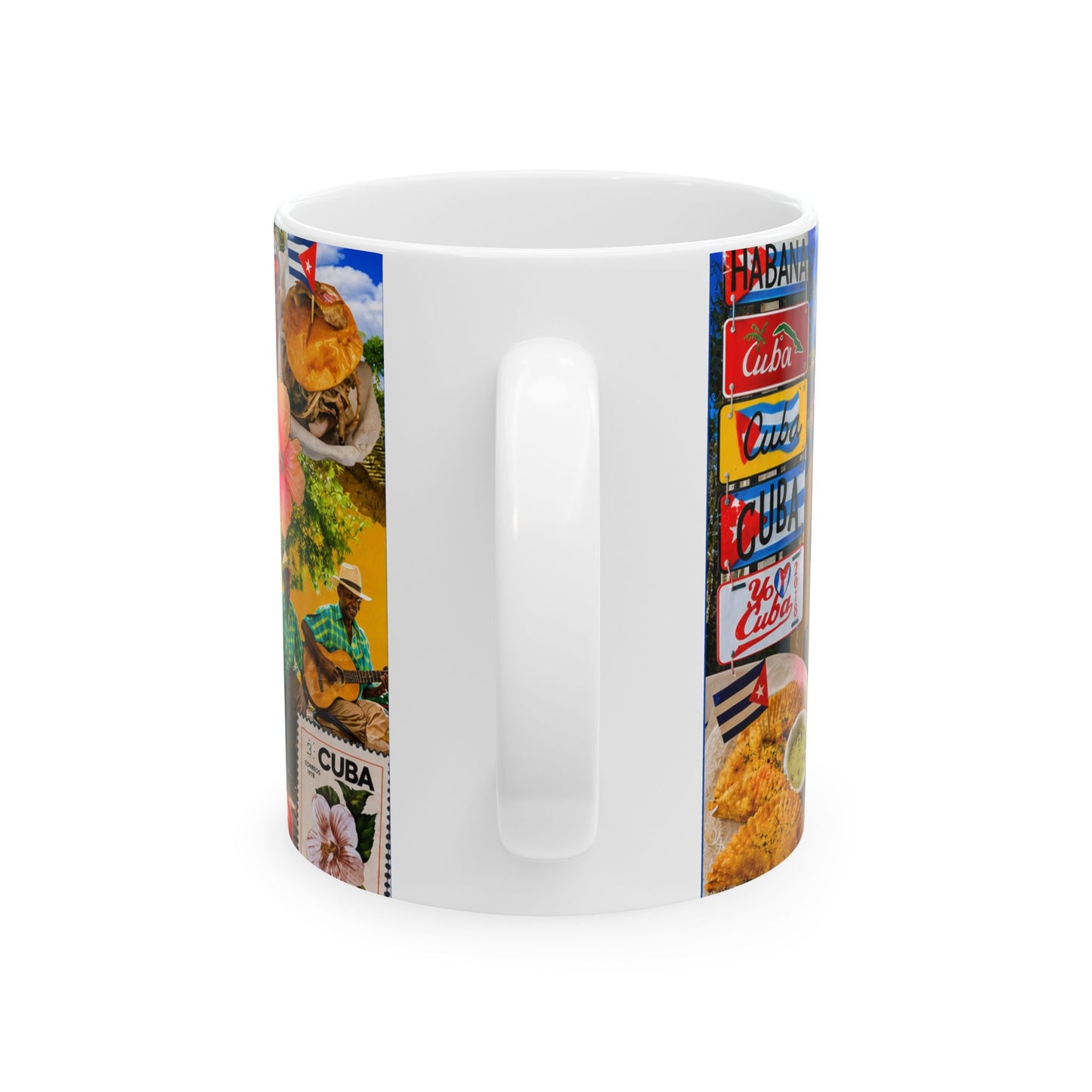 Cuban Collage Ceramic Mug — Havana Vintage Cars & Flags (11oz, 15oz)