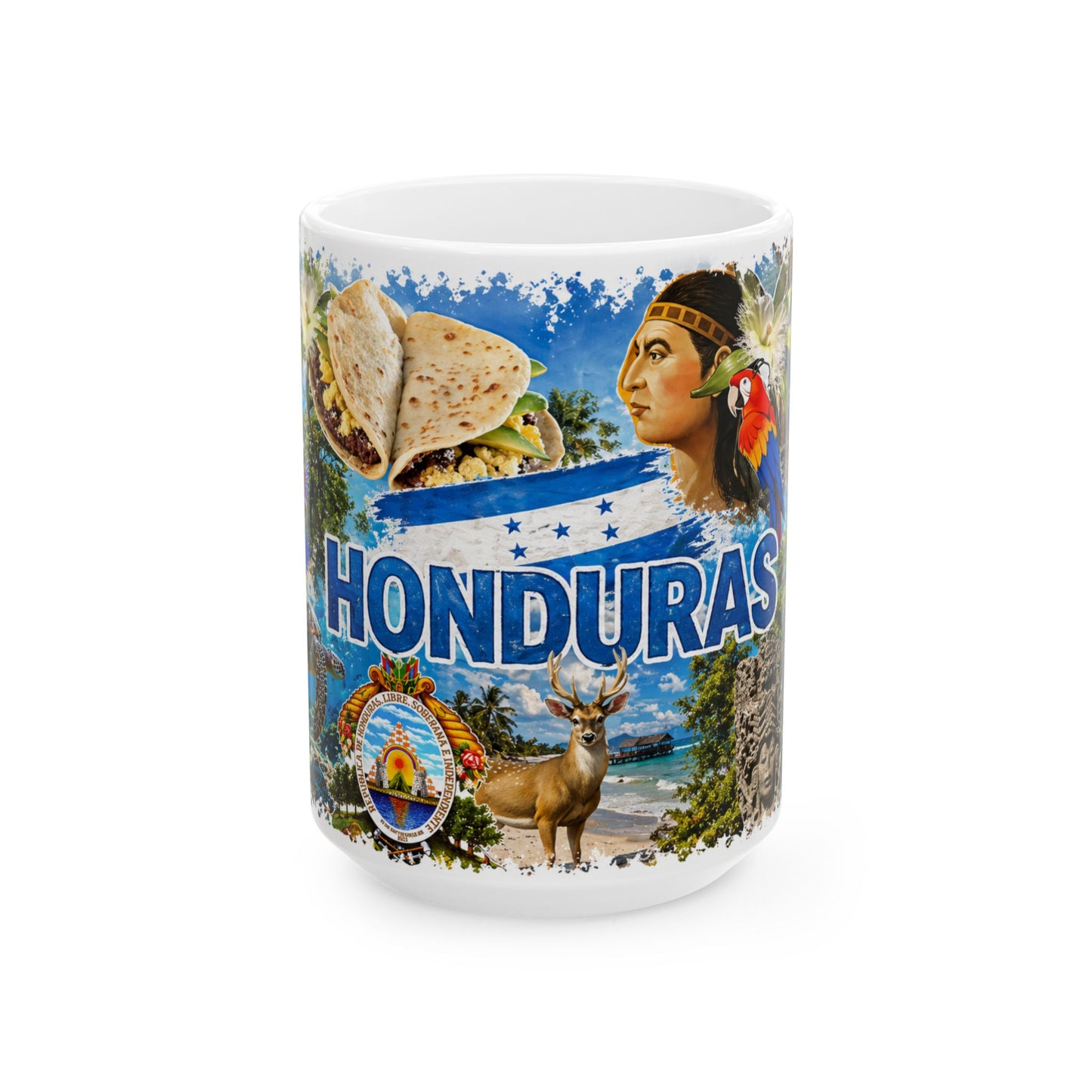 Honduras Travel Collage Ceramic Mug - Taza de Café Honduras (11oz, 15oz)
