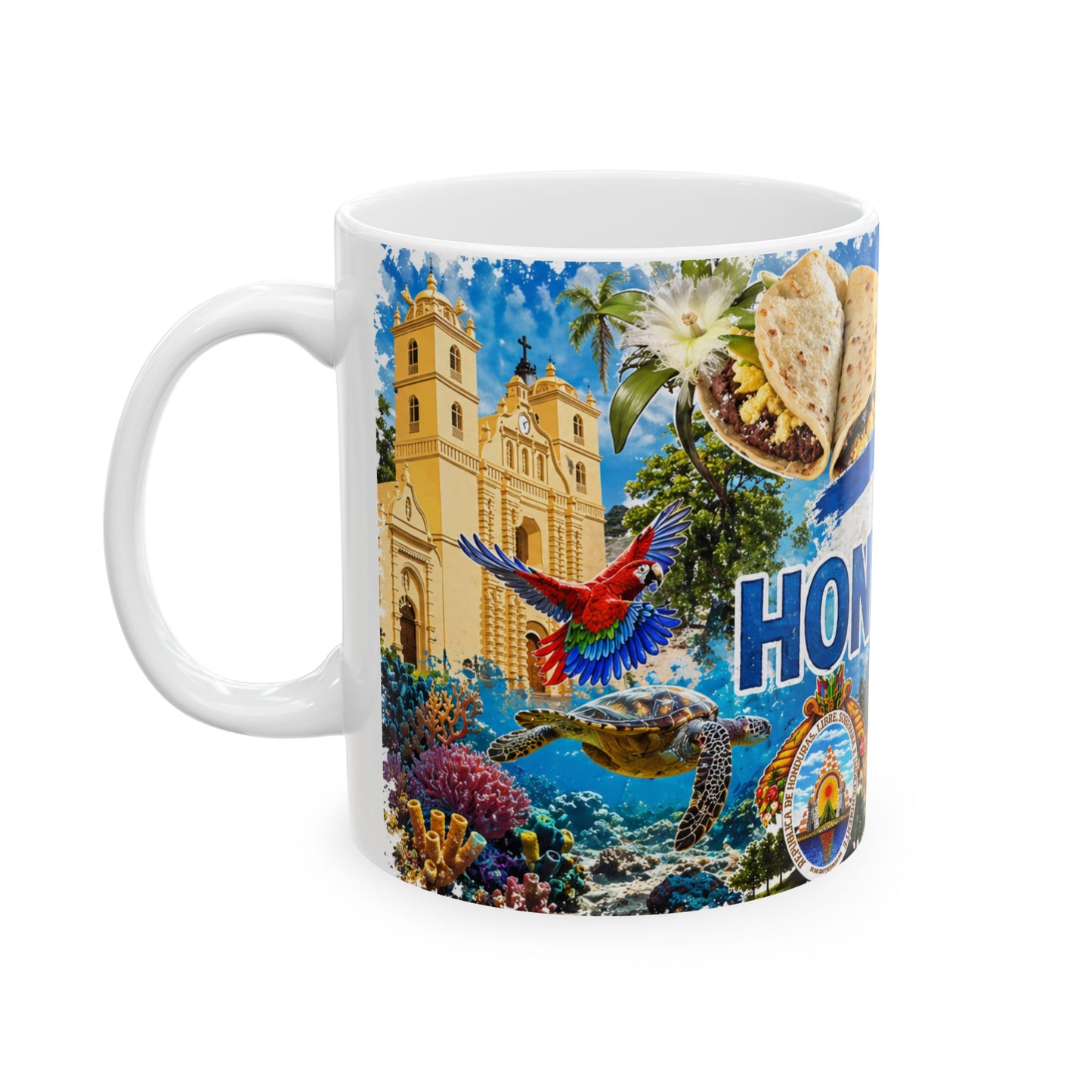 Honduras Travel Collage Ceramic Mug - Taza de Café Honduras (11oz, 15oz)