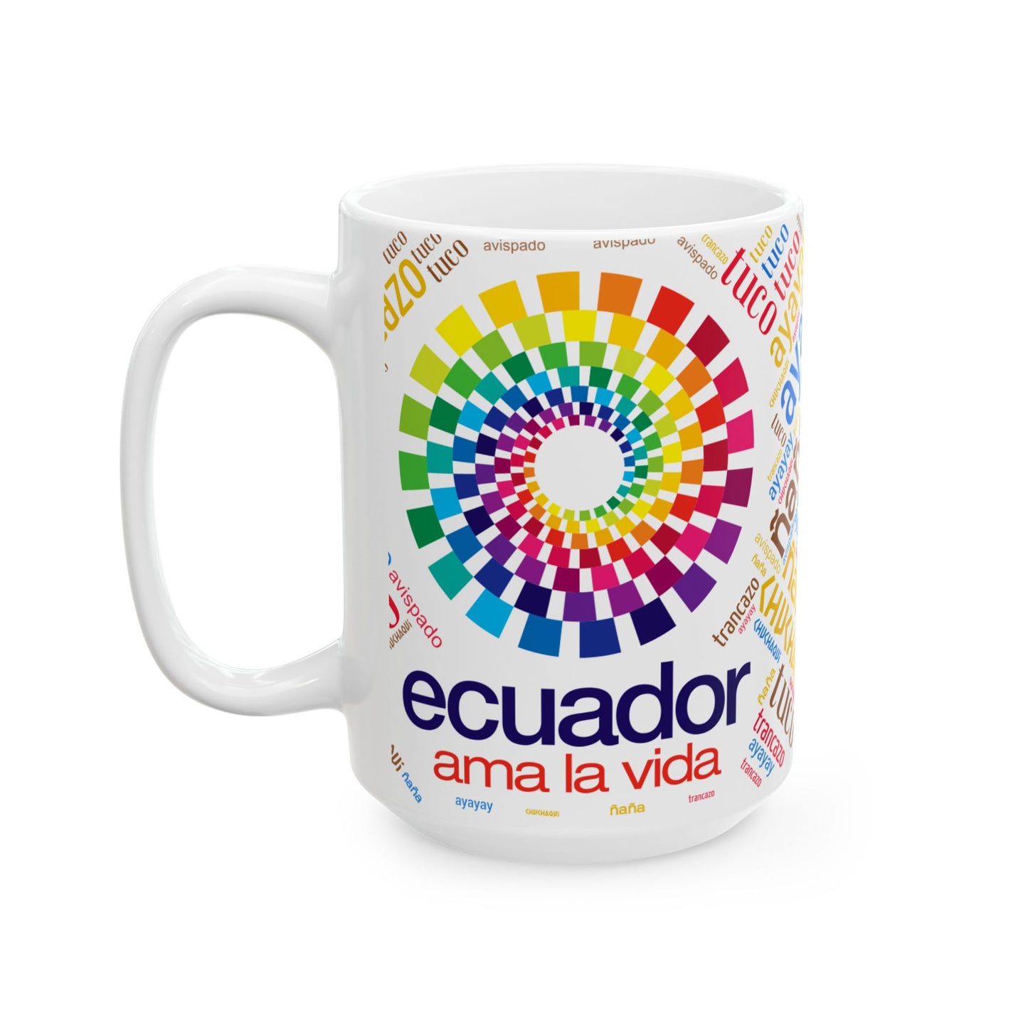 Ecuador Word Cloud Ceramic Mug – Taza de Café Esto es Ecuador (11oz, 15oz)