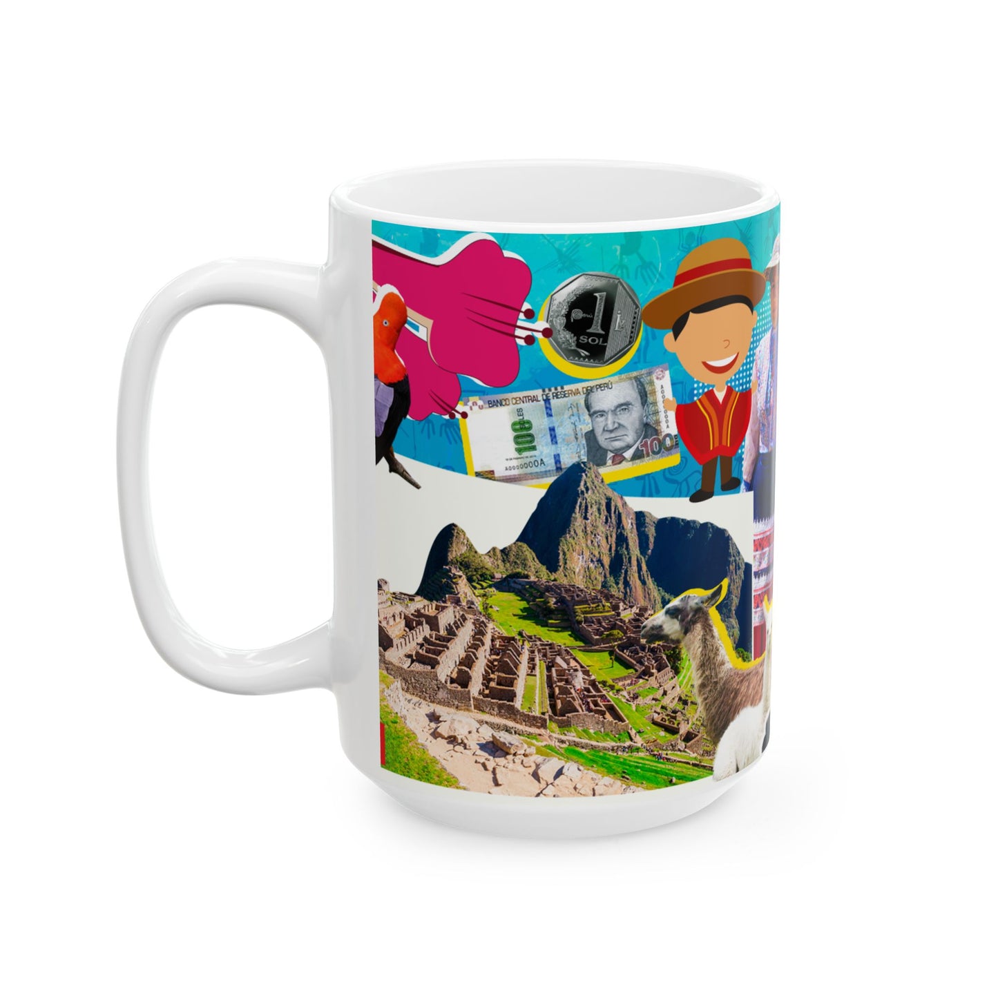 Peruvian Culture Collage Ceramic Mug (11oz/15oz) — Alpaca, Traditional Dress & Peru Icons
