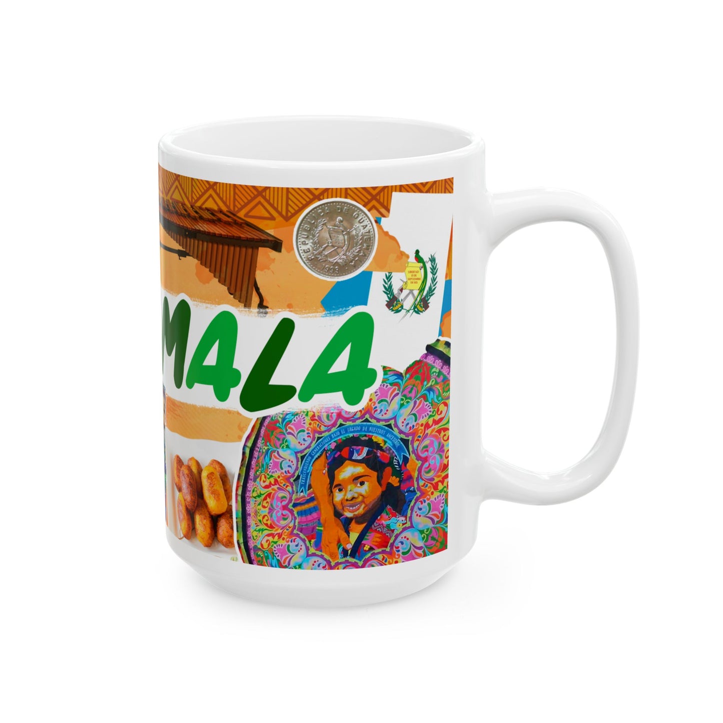 Guatemala Collage Ceramic Mug (11oz/15oz) – Traditional Food, Textiles & Culture