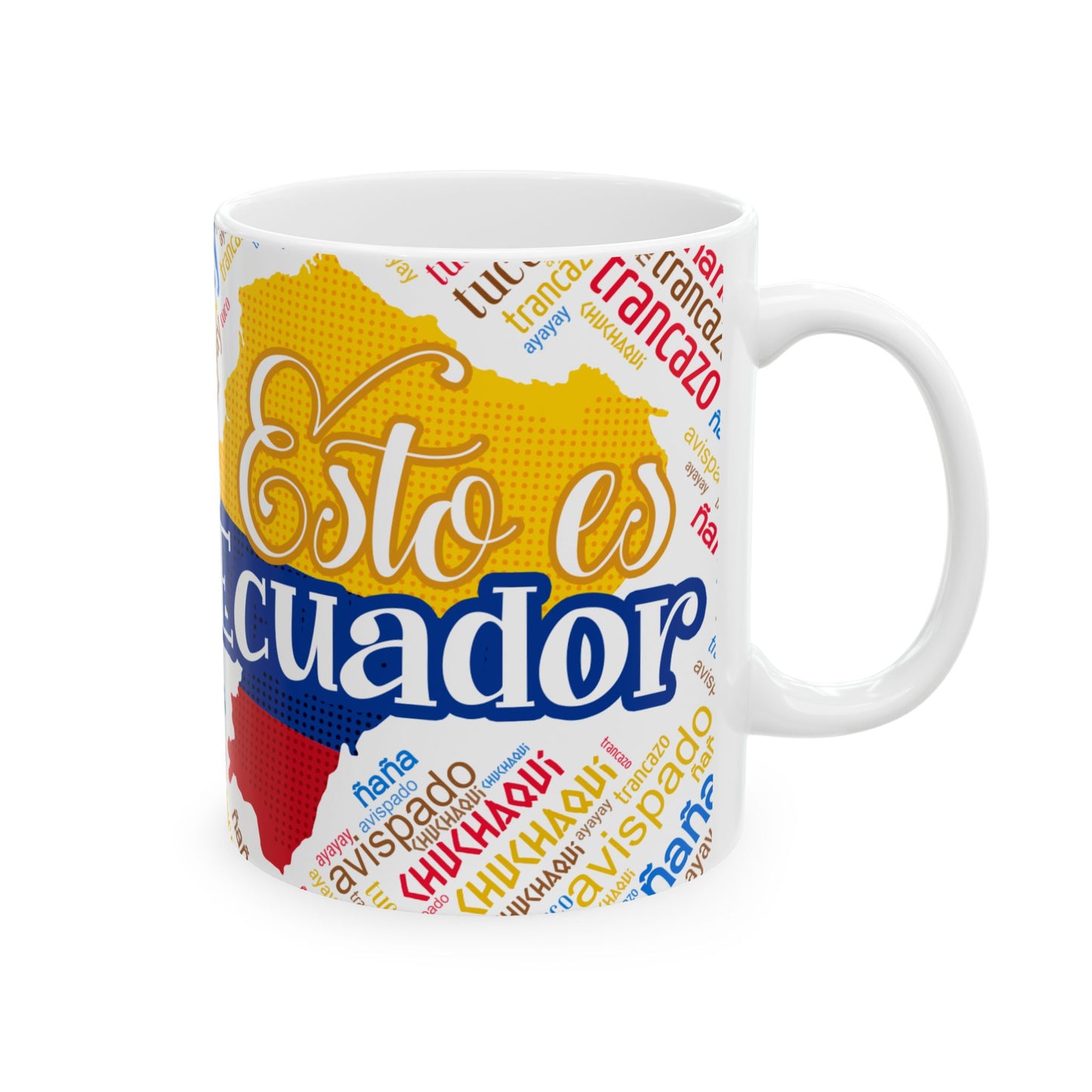 Ecuador Word Cloud Ceramic Mug – Taza de Café Esto es Ecuador (11oz, 15oz)