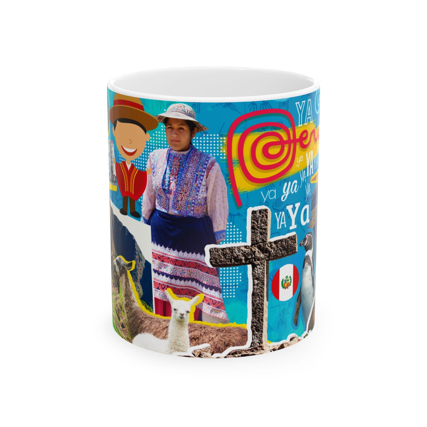 Peruvian Culture Collage Ceramic Mug (11oz/15oz) — Alpaca, Traditional Dress & Peru Icons