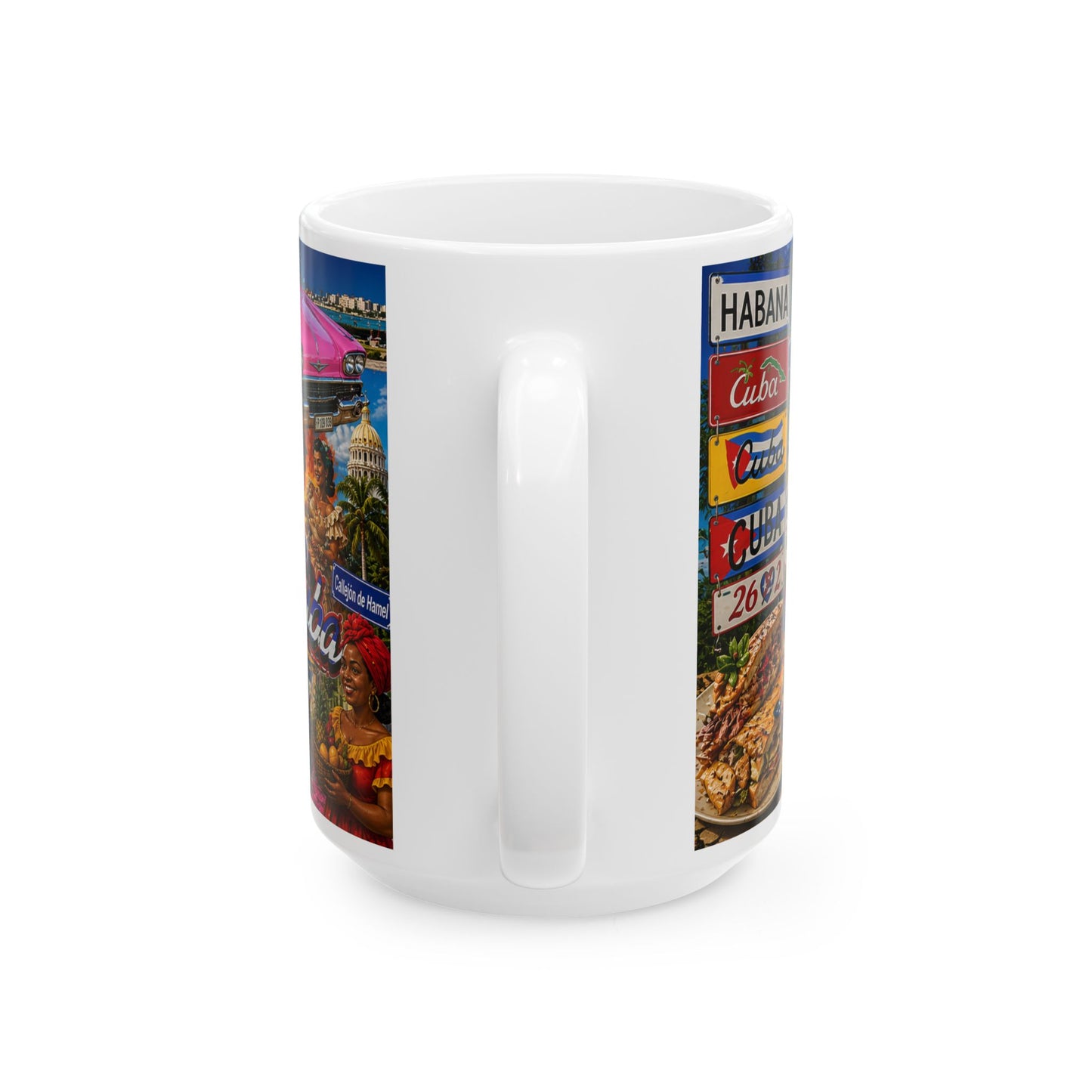 Cuba Collage Ceramic Mug – Vintage Havana Travel Souvenir (11oz, 15oz)