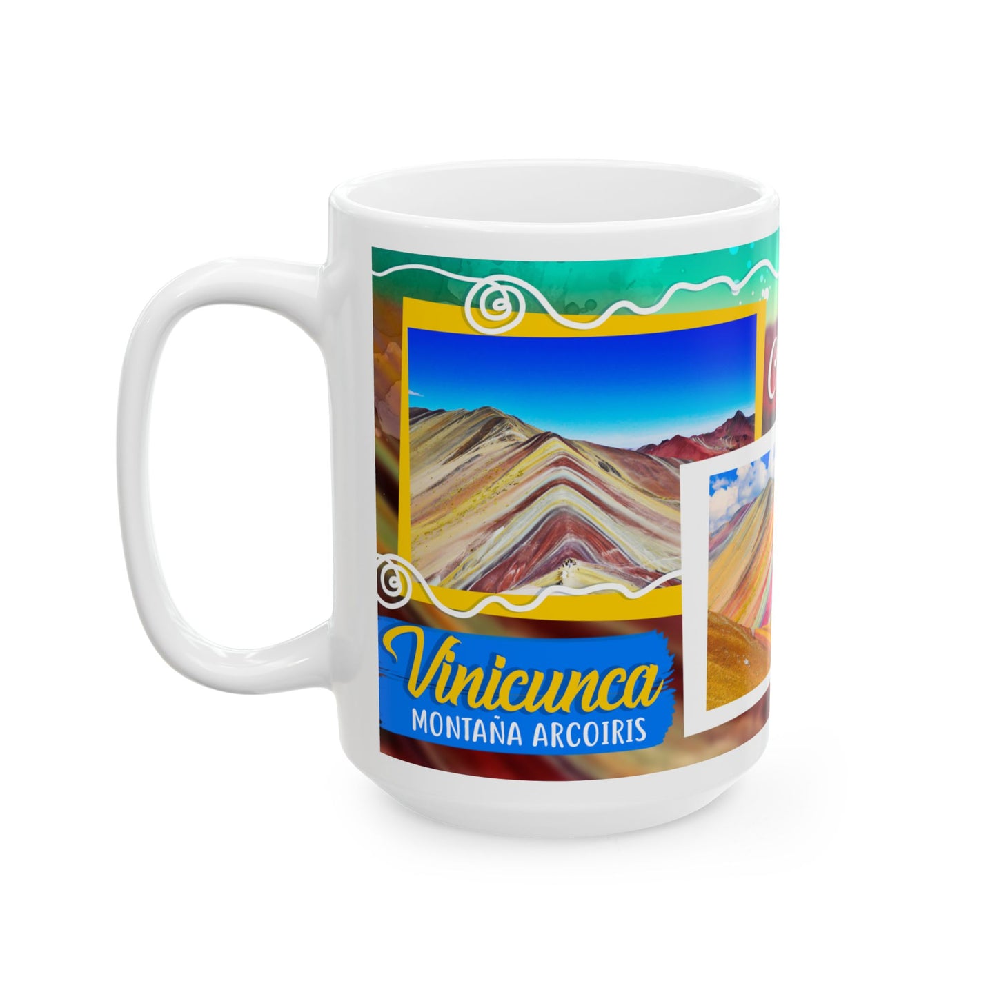 Cusco Peru Travel Collage Ceramic Mug - Rainbow Mountain - Taza Perú (11oz, 15oz)