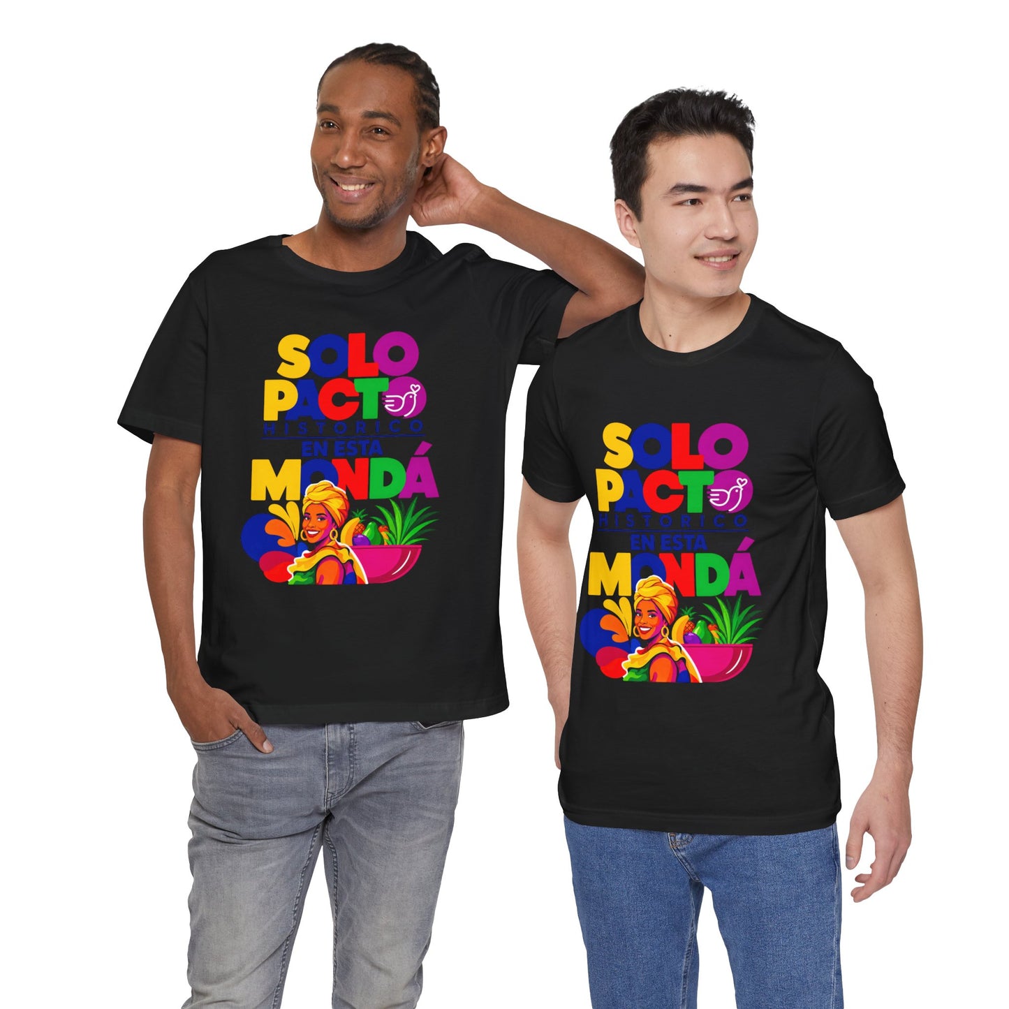 T-Shirt — "Solo Pacto Histórico" Colorful Latina Pride Graphic Tee - Colombia Pacto Histórico