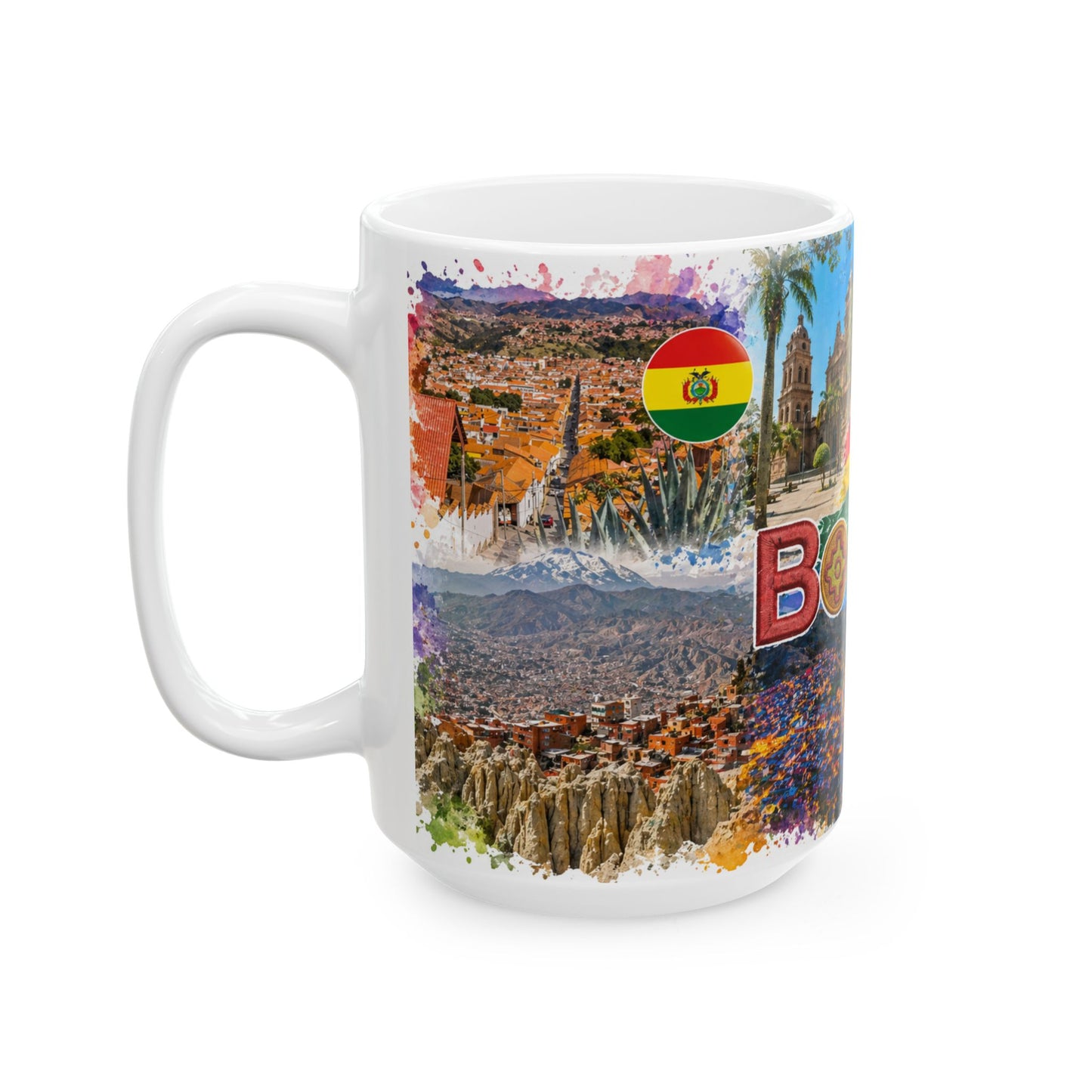 Bolivia Travel Collage Ceramic Mug - Taza de Café Paisajes de Bolivia (11oz, 15oz)