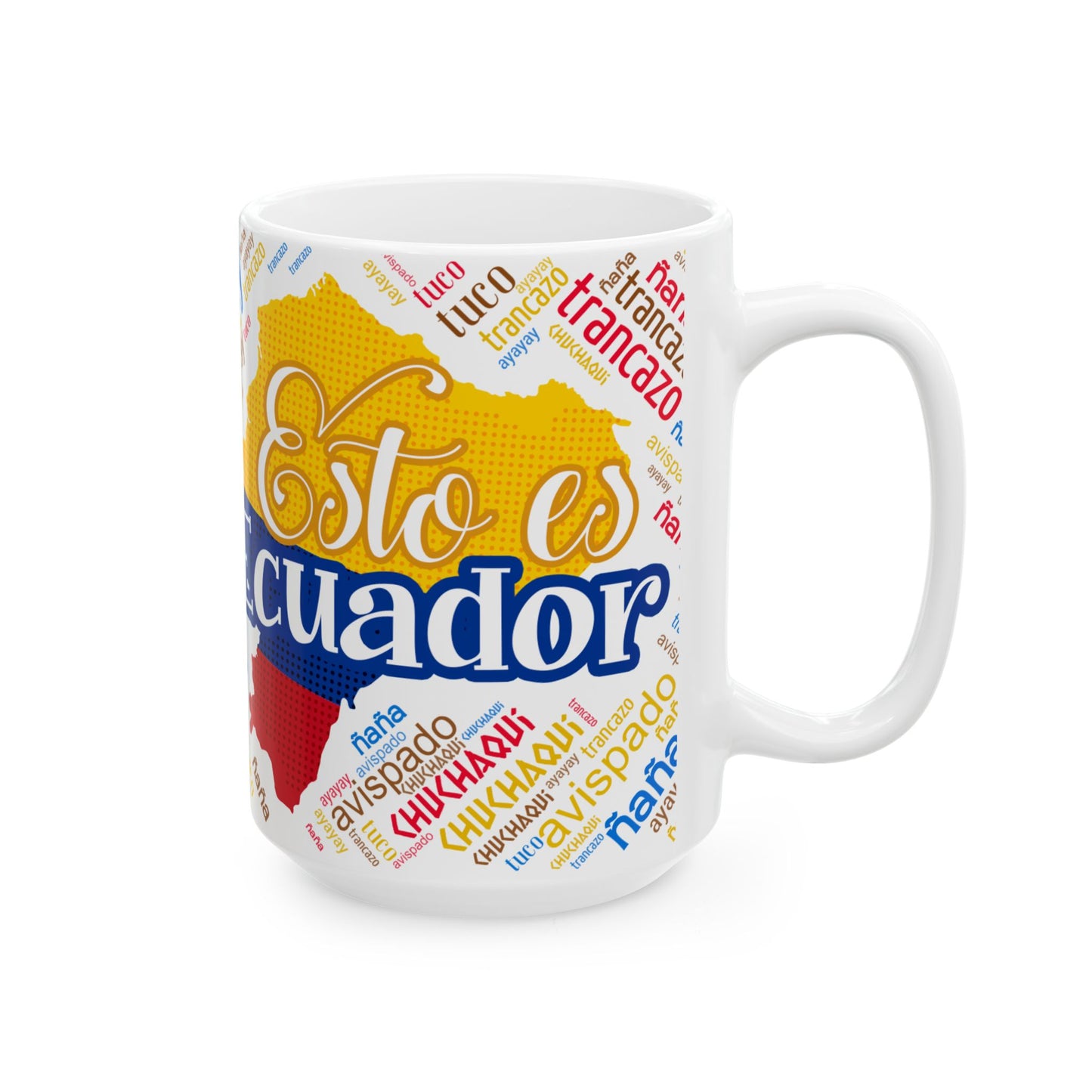 Ecuador Word Cloud Ceramic Mug – Taza de Café Esto es Ecuador (11oz, 15oz)