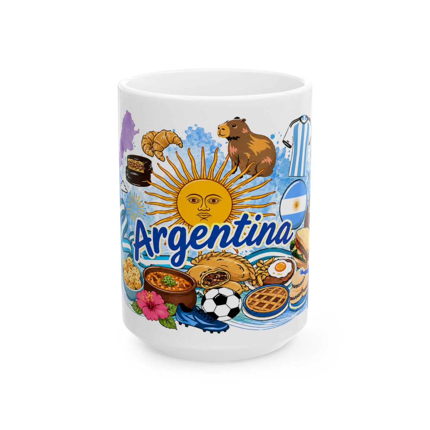 Argentina Coffee Mug – Illustrated National Icons & Food Collage (11oz, 15oz)