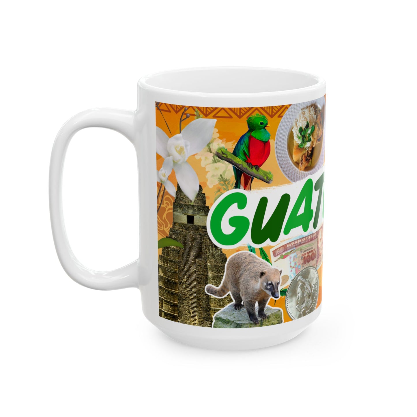 Guatemala Collage Ceramic Mug (11oz/15oz) – Traditional Food, Textiles & Culture