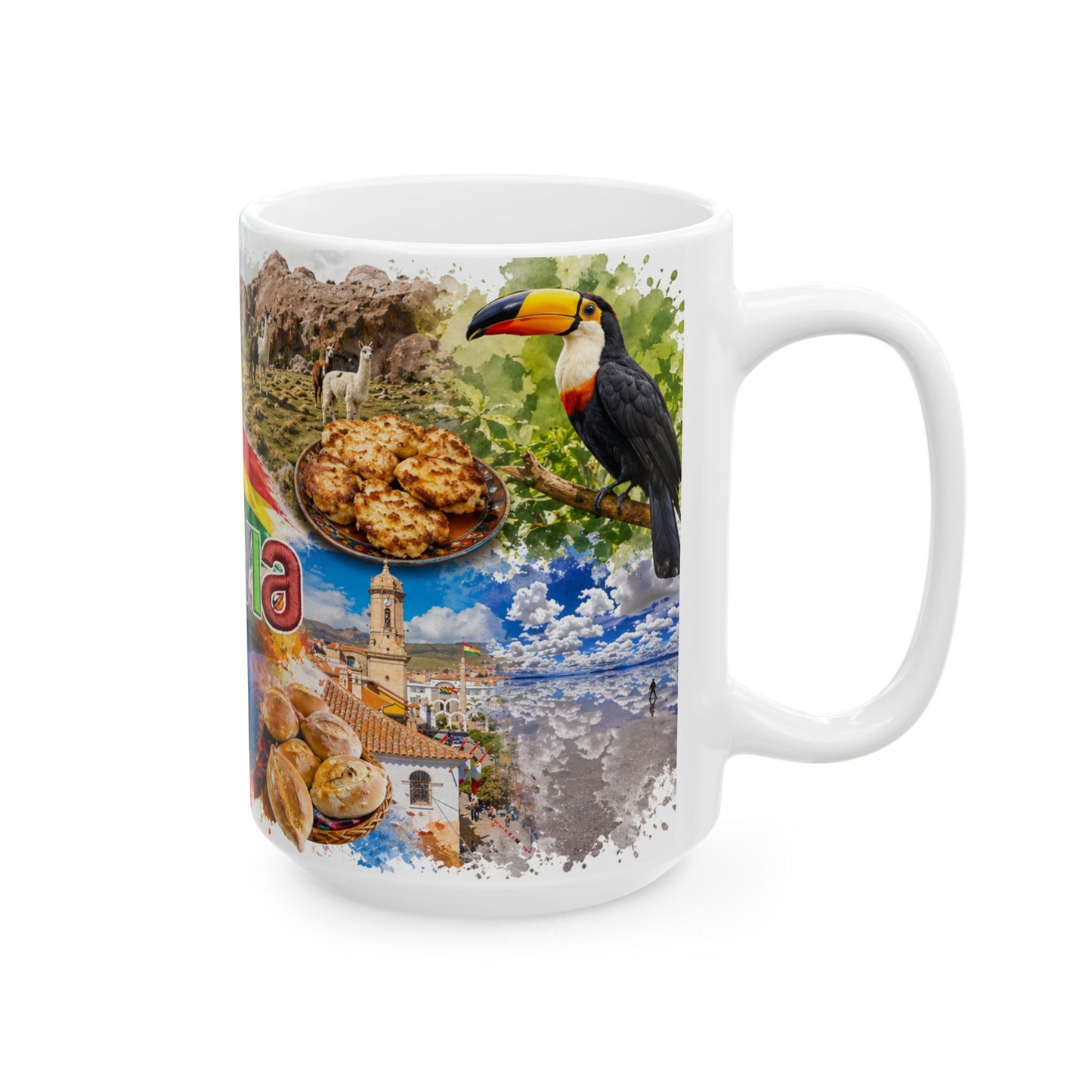 Bolivia Travel Collage Ceramic Mug - Taza de Café Paisajes de Bolivia (11oz, 15oz)
