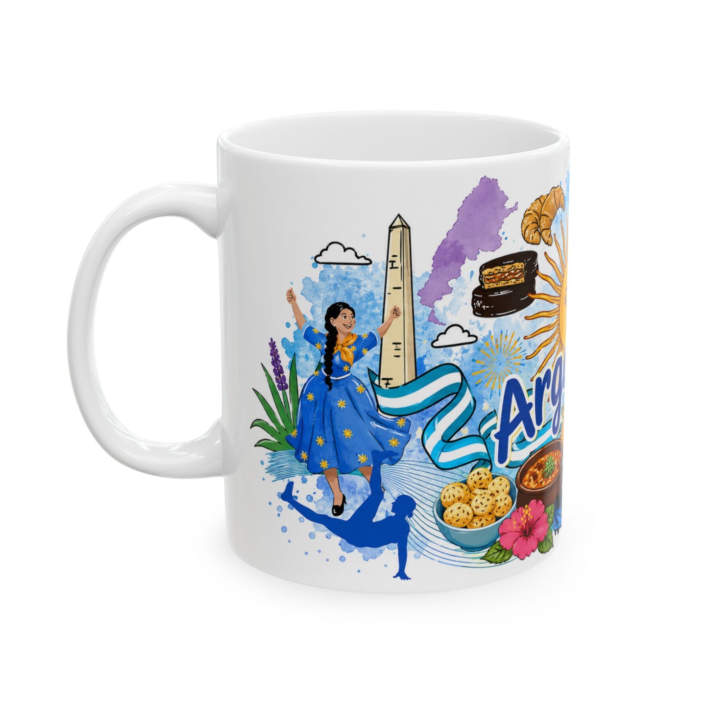 Argentina Coffee Mug – Illustrated National Icons & Food Collage (11oz, 15oz)