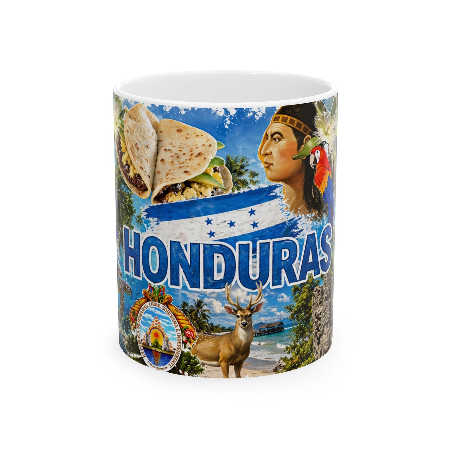 Honduras Travel Collage Ceramic Mug - Taza de Café Honduras (11oz, 15oz)