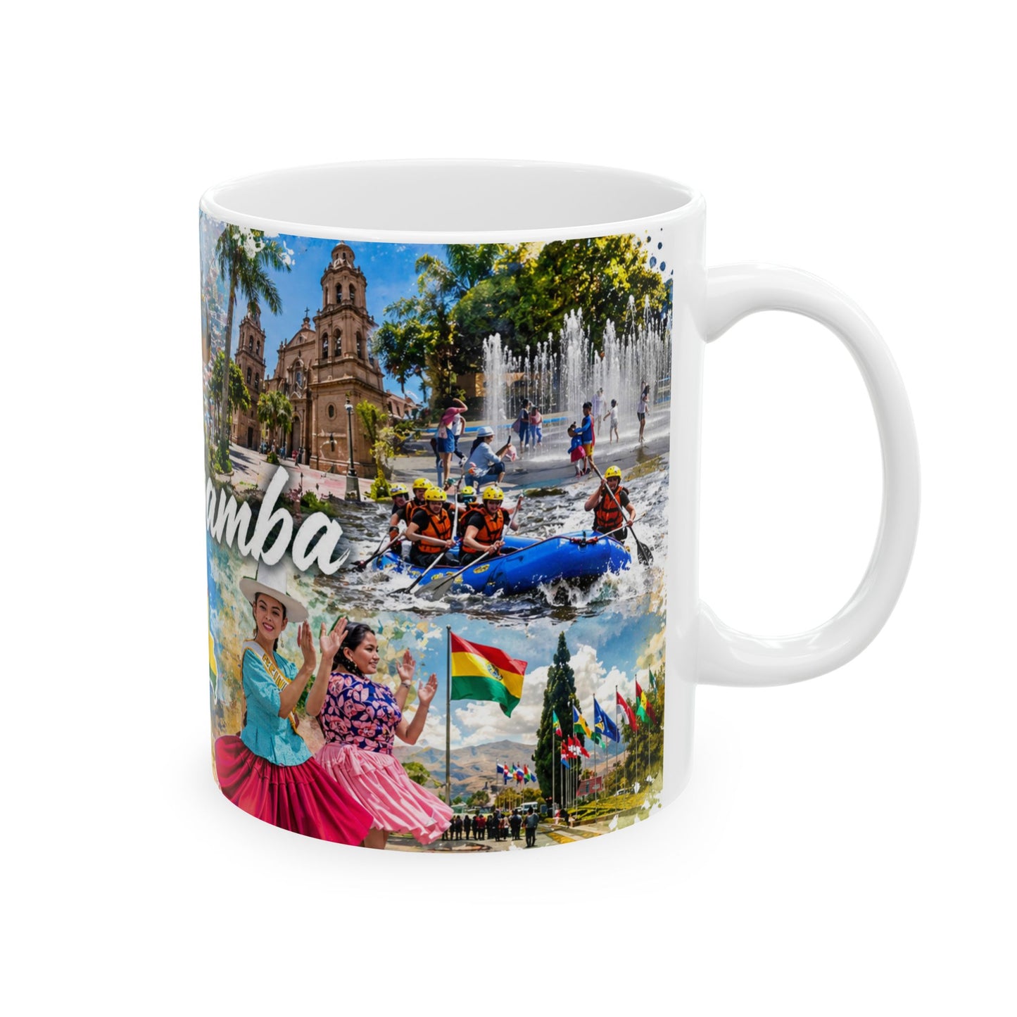 Bolivia Travel Collage Ceramic Mug - Taza de Café Paisajes de Bolivia - Cochabamba (11oz, 15oz)