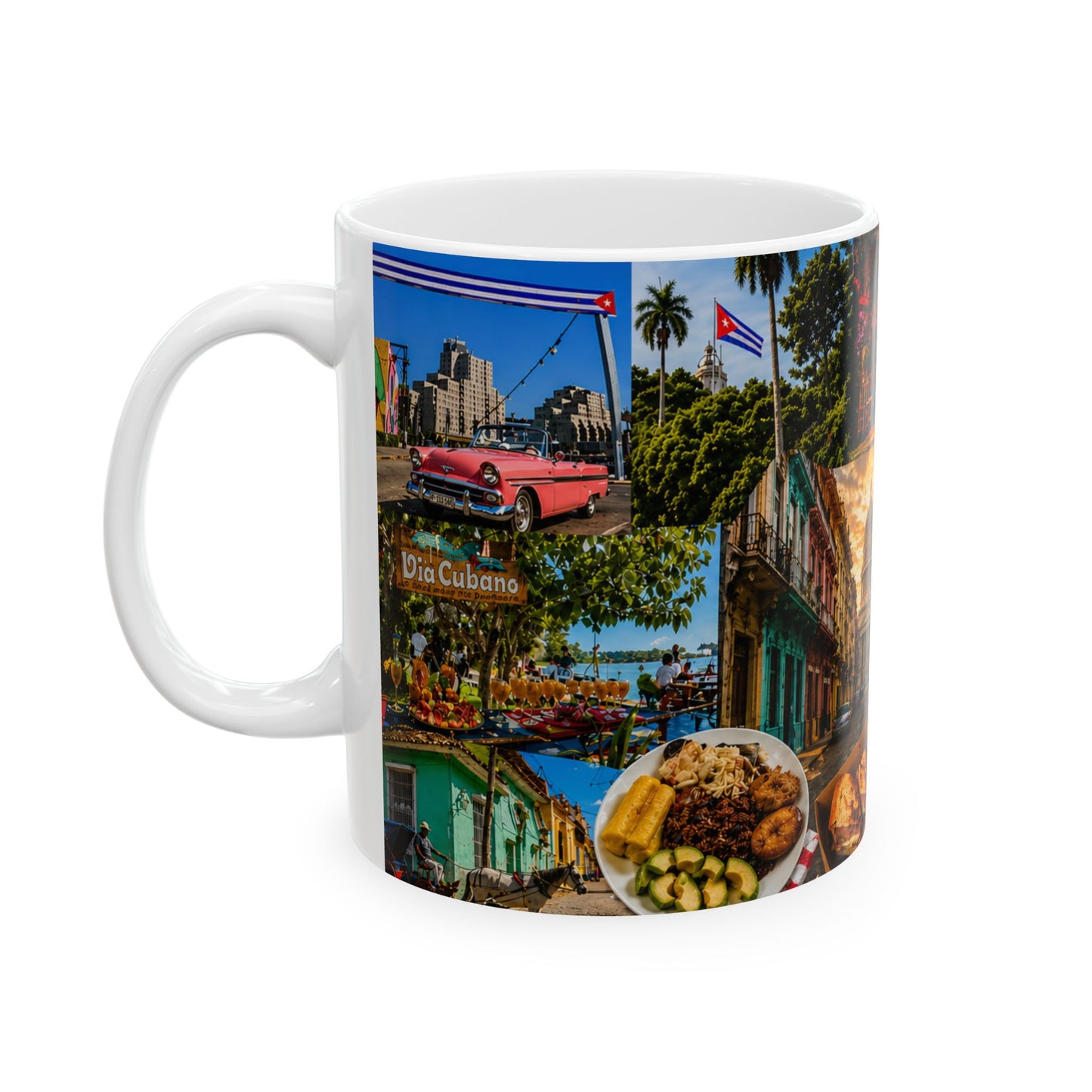Cuba Travel Collage Ceramic Mug (11oz, 15oz) – Havana Vintage Scene (11oz, 15oz)