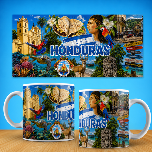 Honduras Travel Collage Ceramic Mug - Taza de Café Honduras (11oz, 15oz)