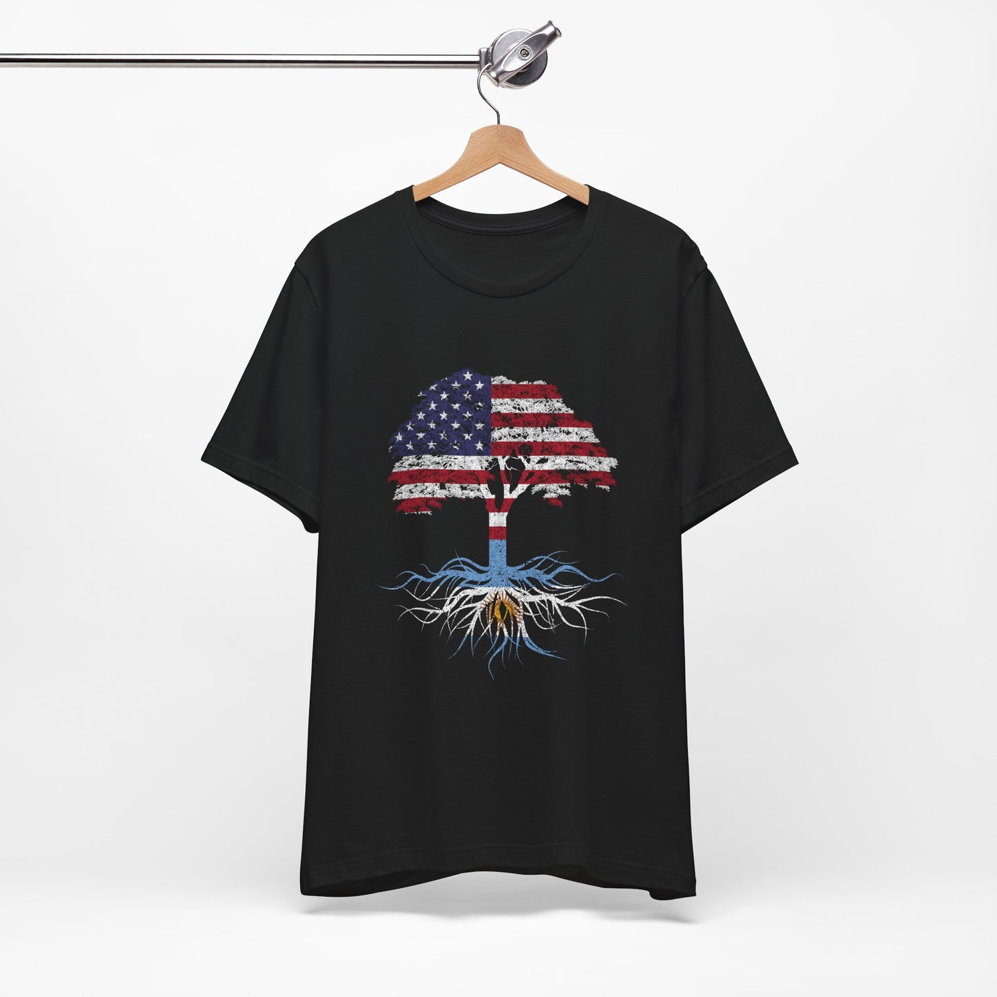 American Flag Tree T-Shirt — Argentina & USA Flag Tree T-Shirt
