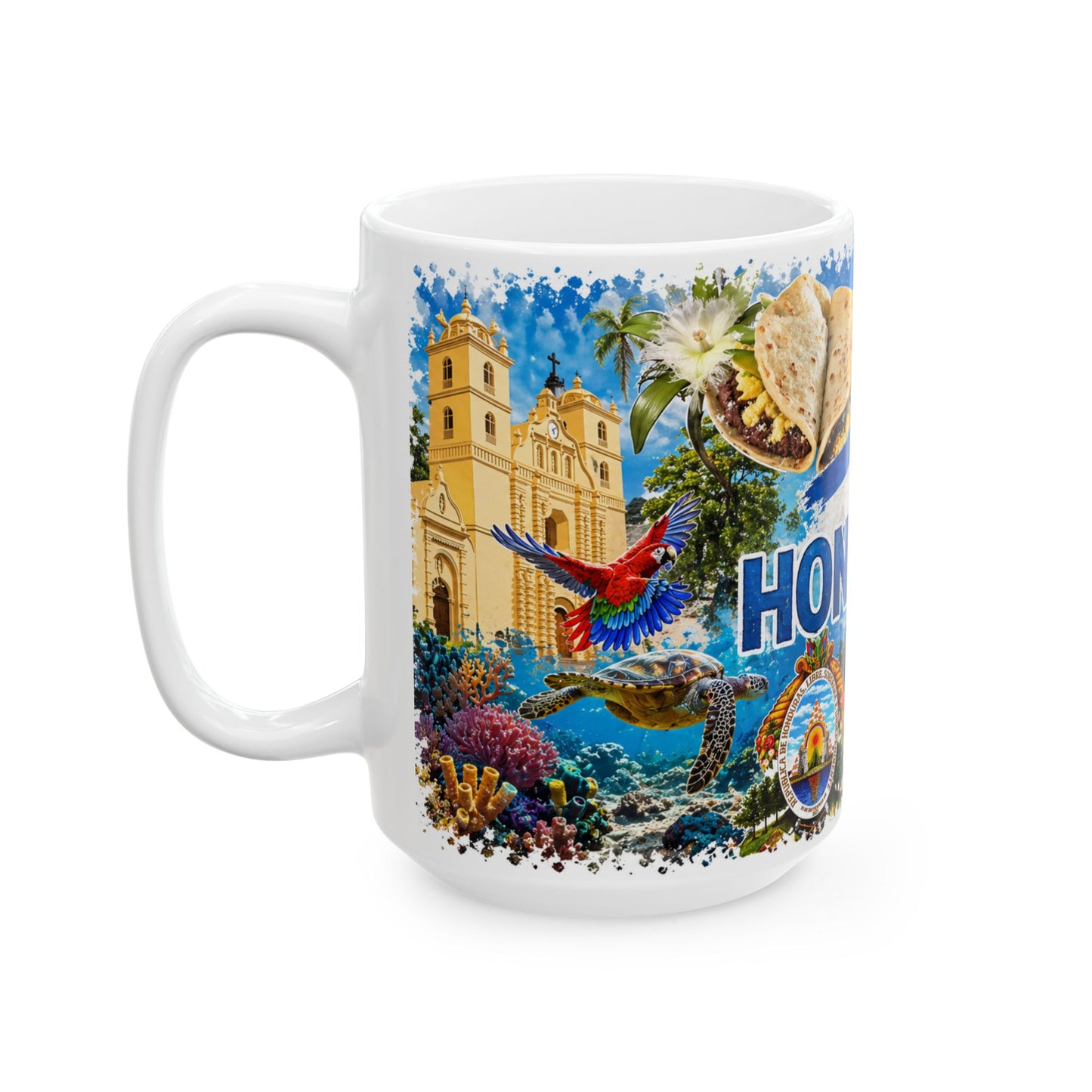 Honduras Travel Collage Ceramic Mug - Taza de Café Honduras (11oz, 15oz)