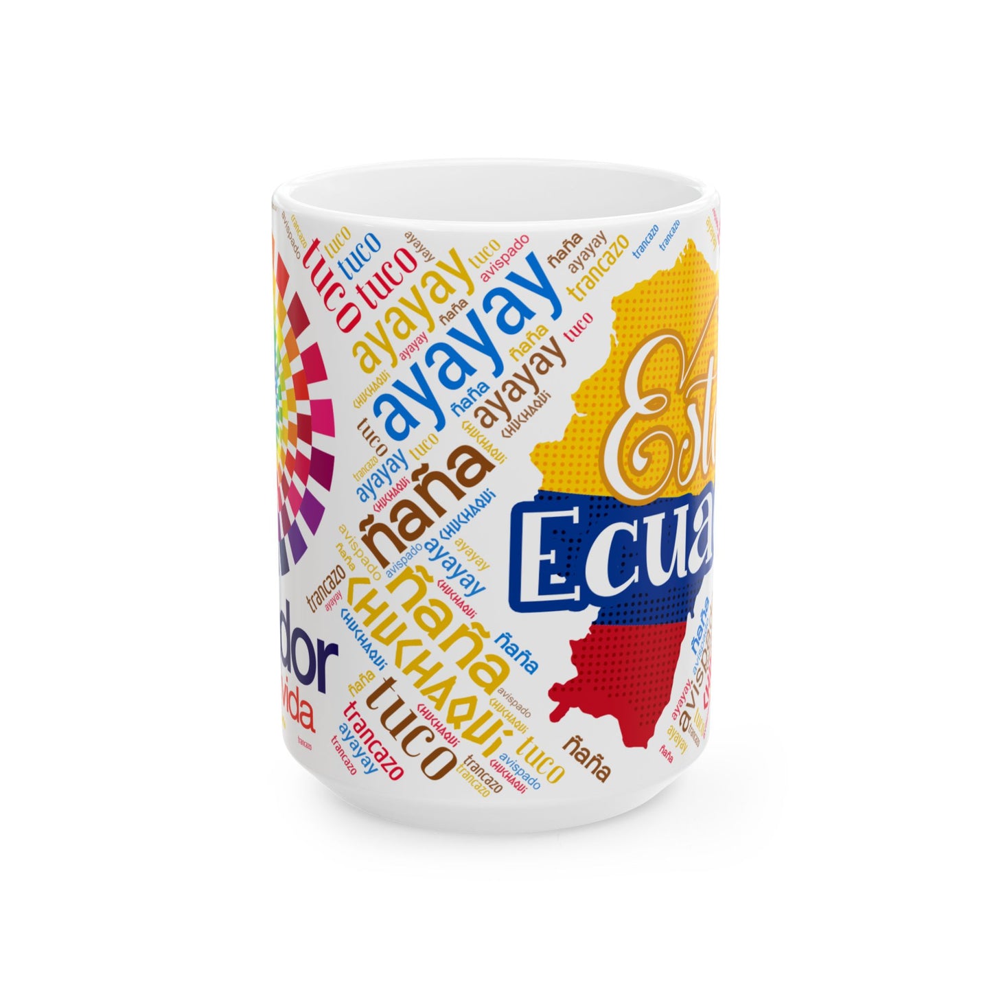Ecuador Word Cloud Ceramic Mug – Taza de Café Esto es Ecuador (11oz, 15oz)