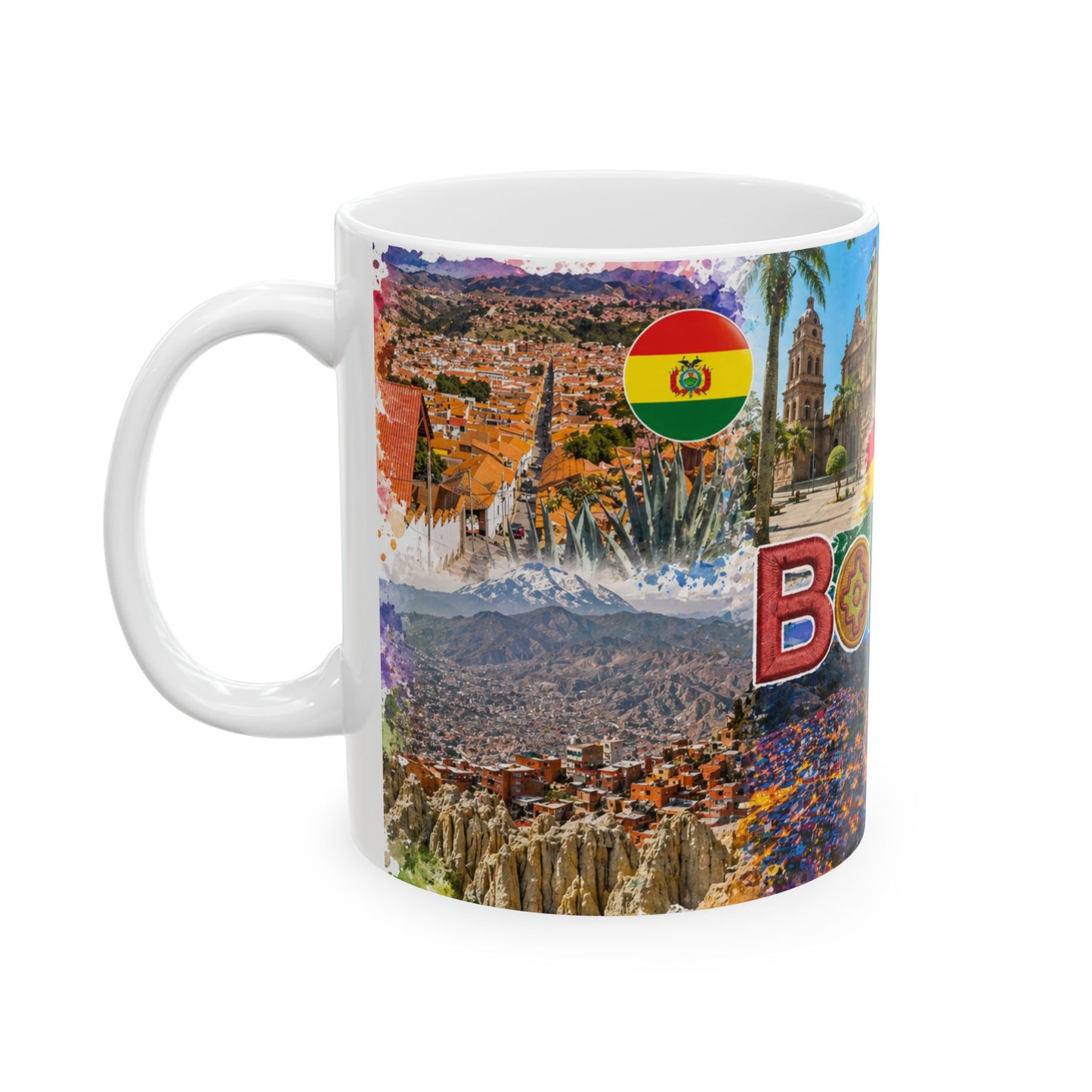 Bolivia Travel Collage Ceramic Mug - Taza de Café Paisajes de Bolivia (11oz, 15oz)