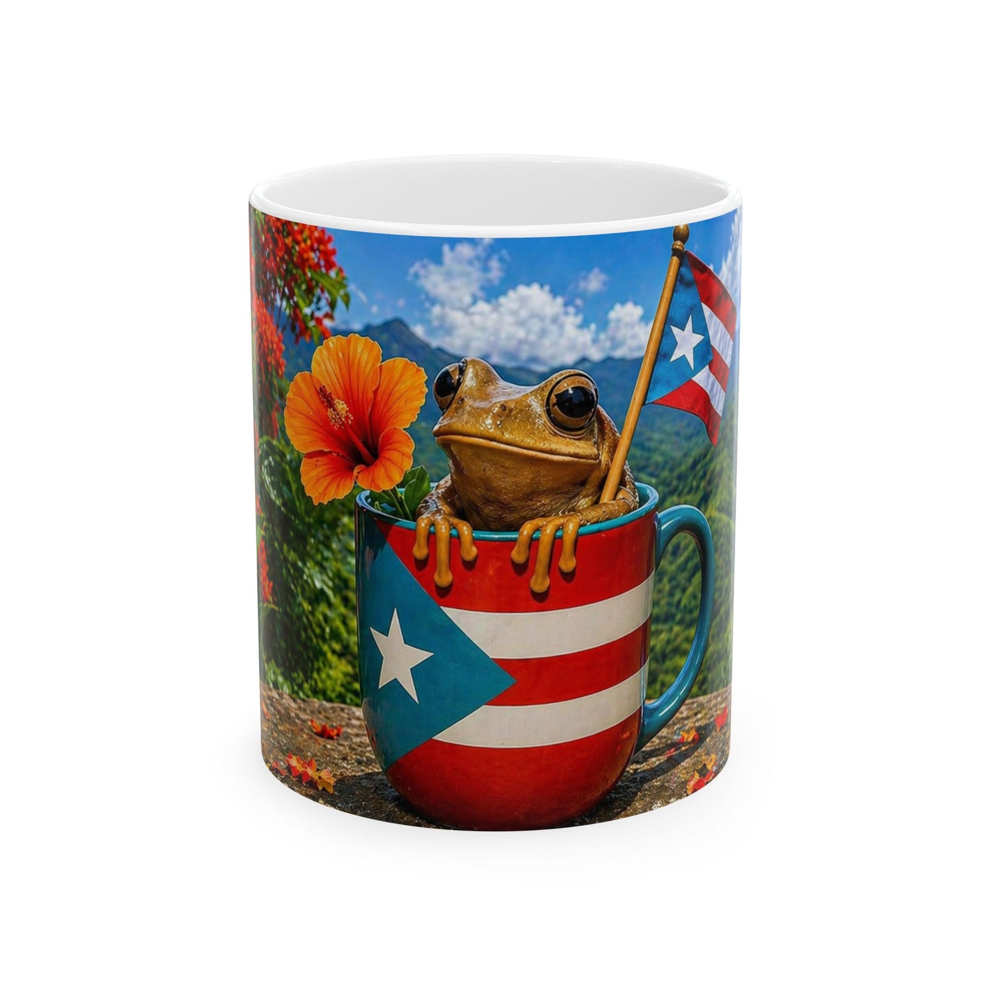 Taza Paisaje Natural de Puerto Rico -Tropical Coquí Design (11oz, 15oz)