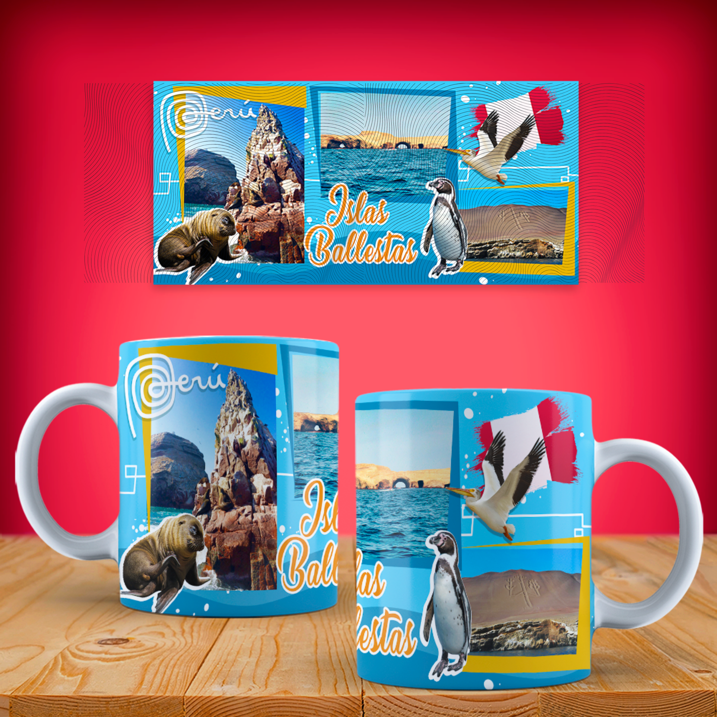Islas Ballestas Photo Ceramic Mug - Sea Wildlife Travel Souvenir - Taza Perú (11oz/15oz)