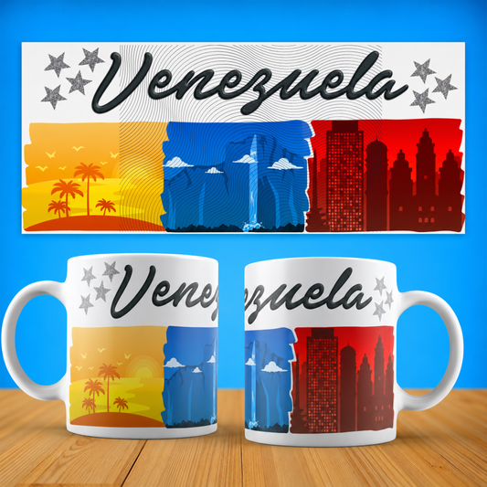 Taza Venezuela - Diseño Horizonte de Paisajes & Estrellas (11oz, 15oz)