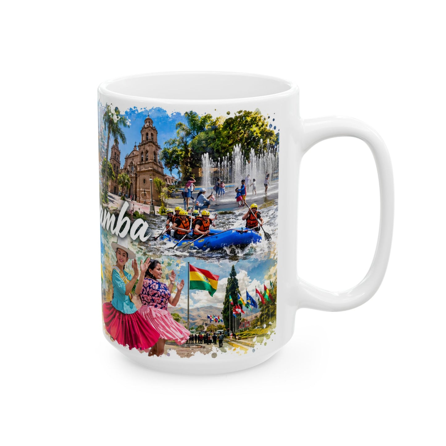 Bolivia Travel Collage Ceramic Mug - Taza de Café Paisajes de Bolivia - Cochabamba (11oz, 15oz)