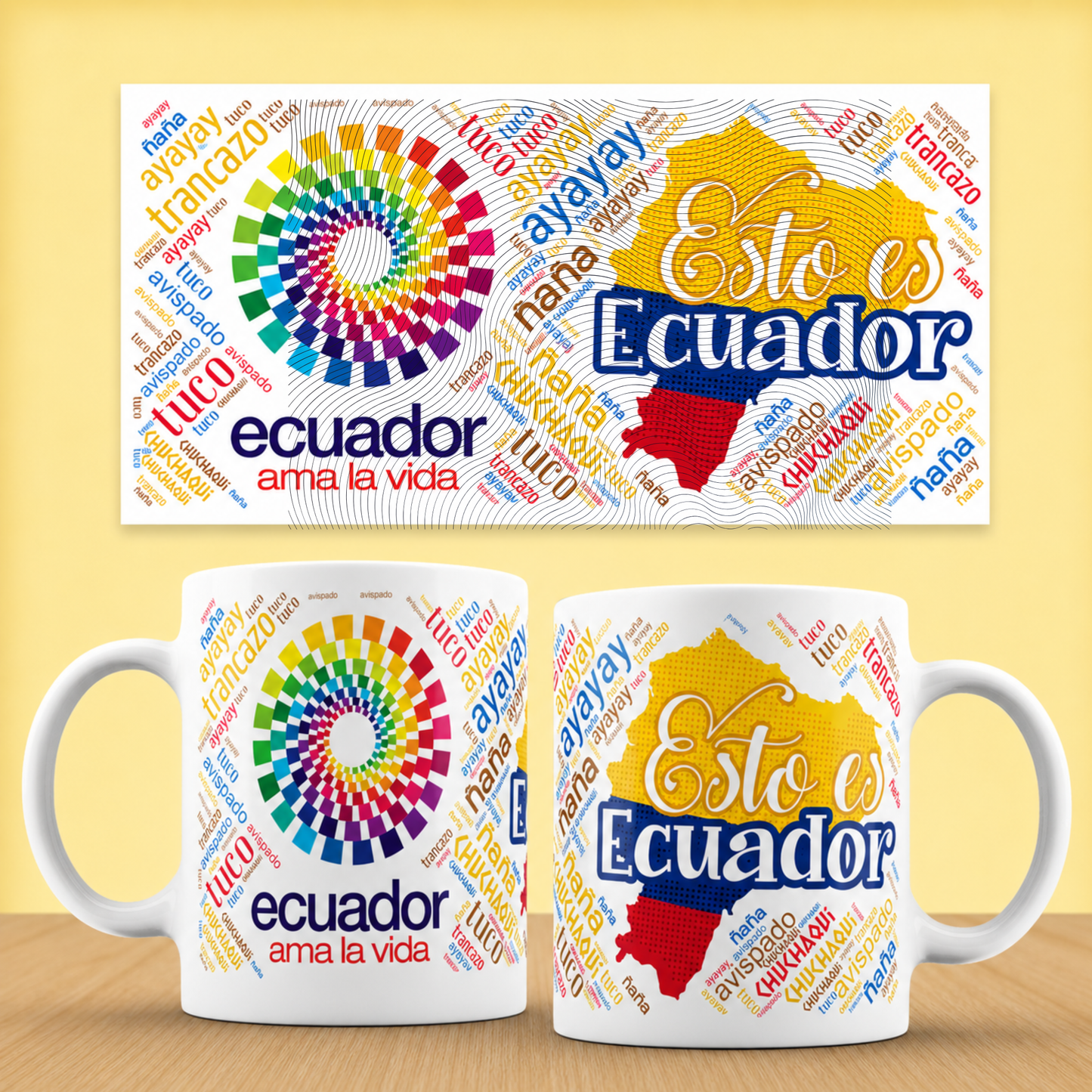 Ecuador Word Cloud Ceramic Mug – Taza de Café Esto es Ecuador (11oz, 15oz)