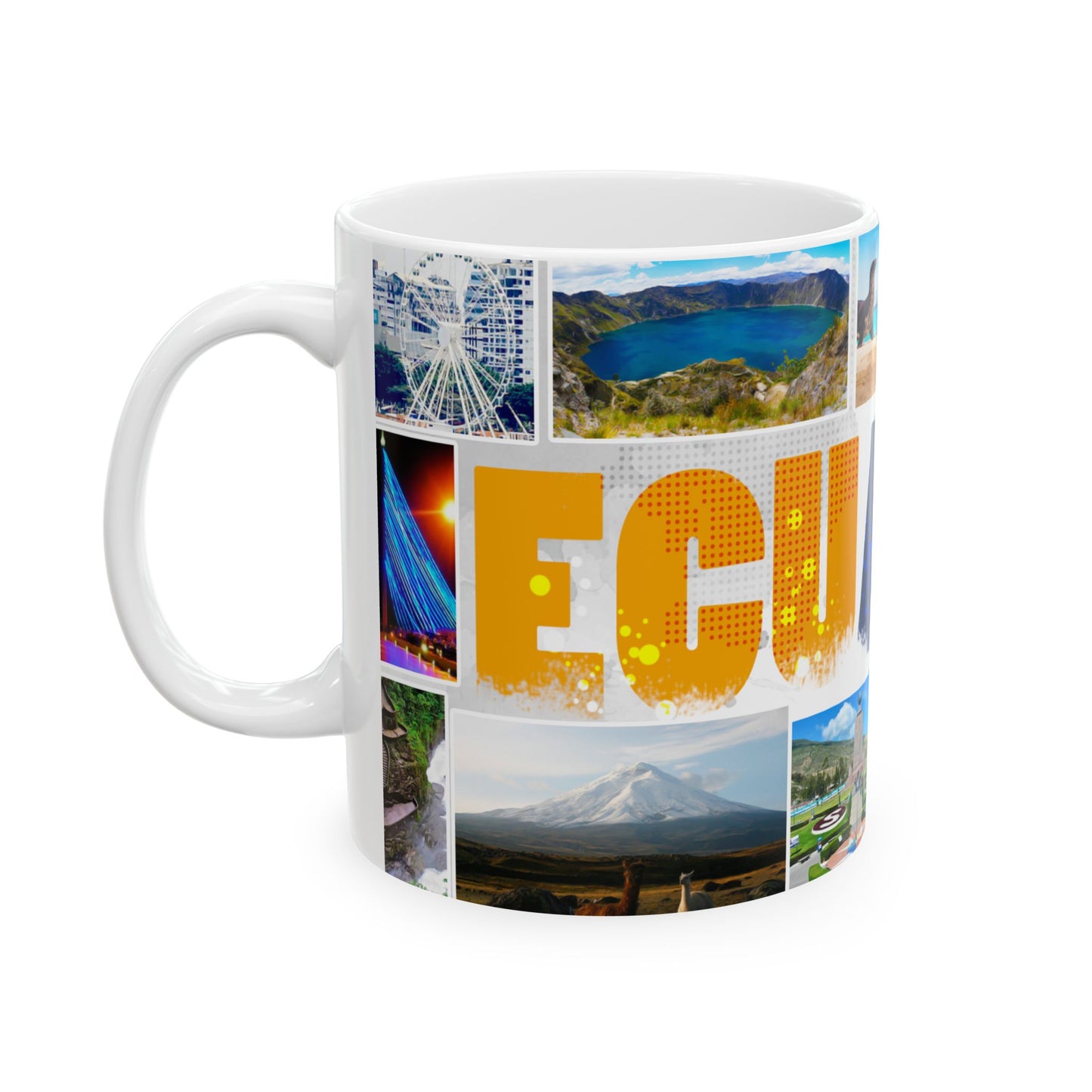 Ecuador Photo Collage Ceramic Mug - Colorful Travel Souvenir - Taza Euador (11oz, 15oz)